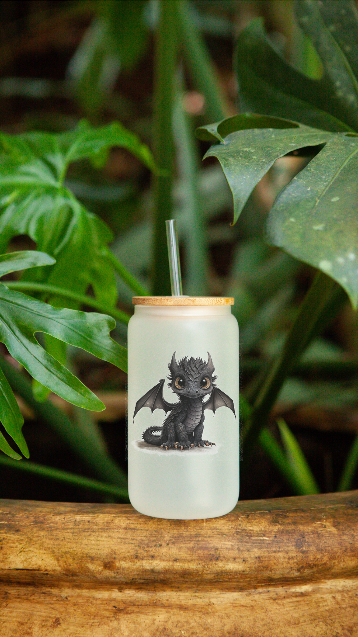Verre givré isotherme 16 onces Cute Dragon Noir