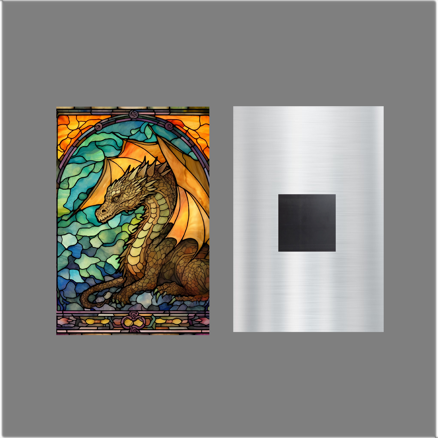 Aimant de métal Dragon de foudre - vitrail
