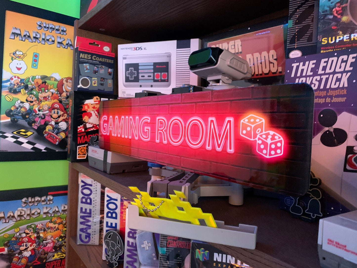 Enseigne en métal GAMING ROOM avec Dés EFFET NÉON