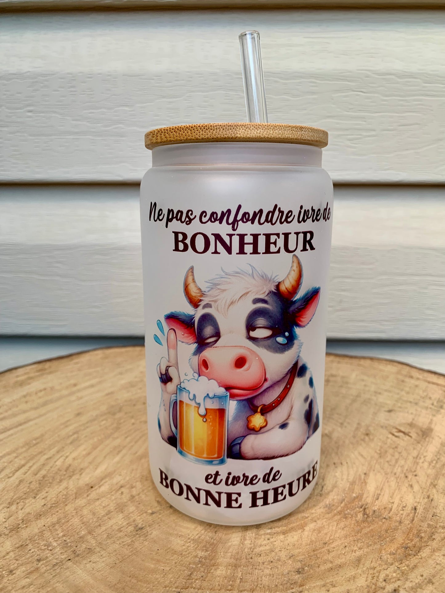 Verre givré isotherme "Ne pas confondre ivre de BONHEUR 🤩 et ivre de BONNE HEURE ⏰"