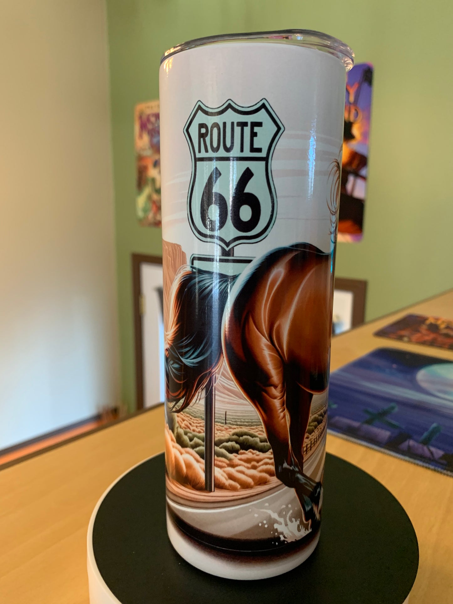Gourde isotherme 20 onces Magnifique cheval sur la route 66