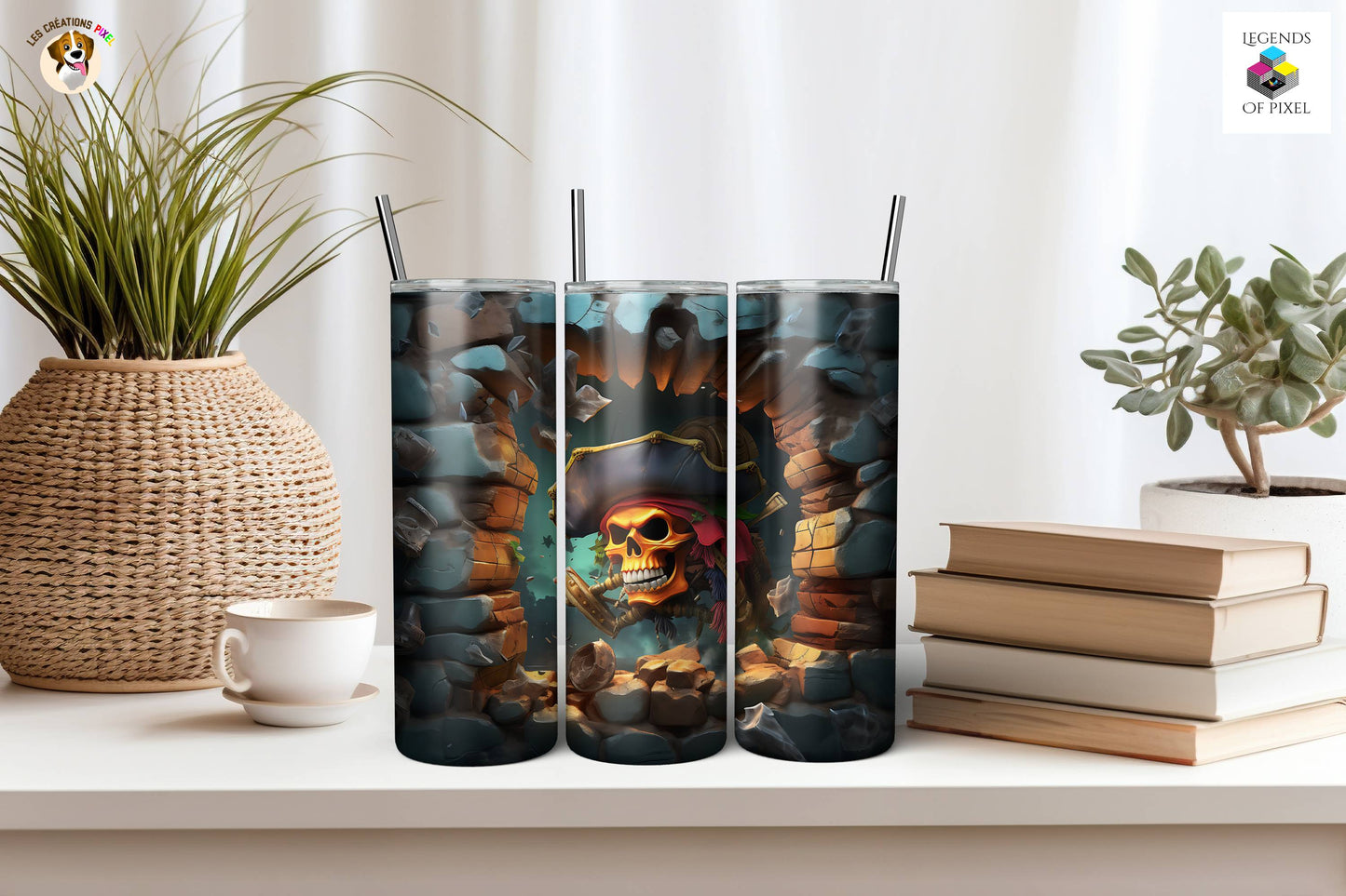 Gourde isotherme 20 onces Crâne d'un pirate - Trou fissuré