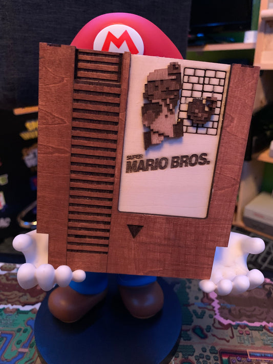 Cassette NES SMB1 en bois teint
