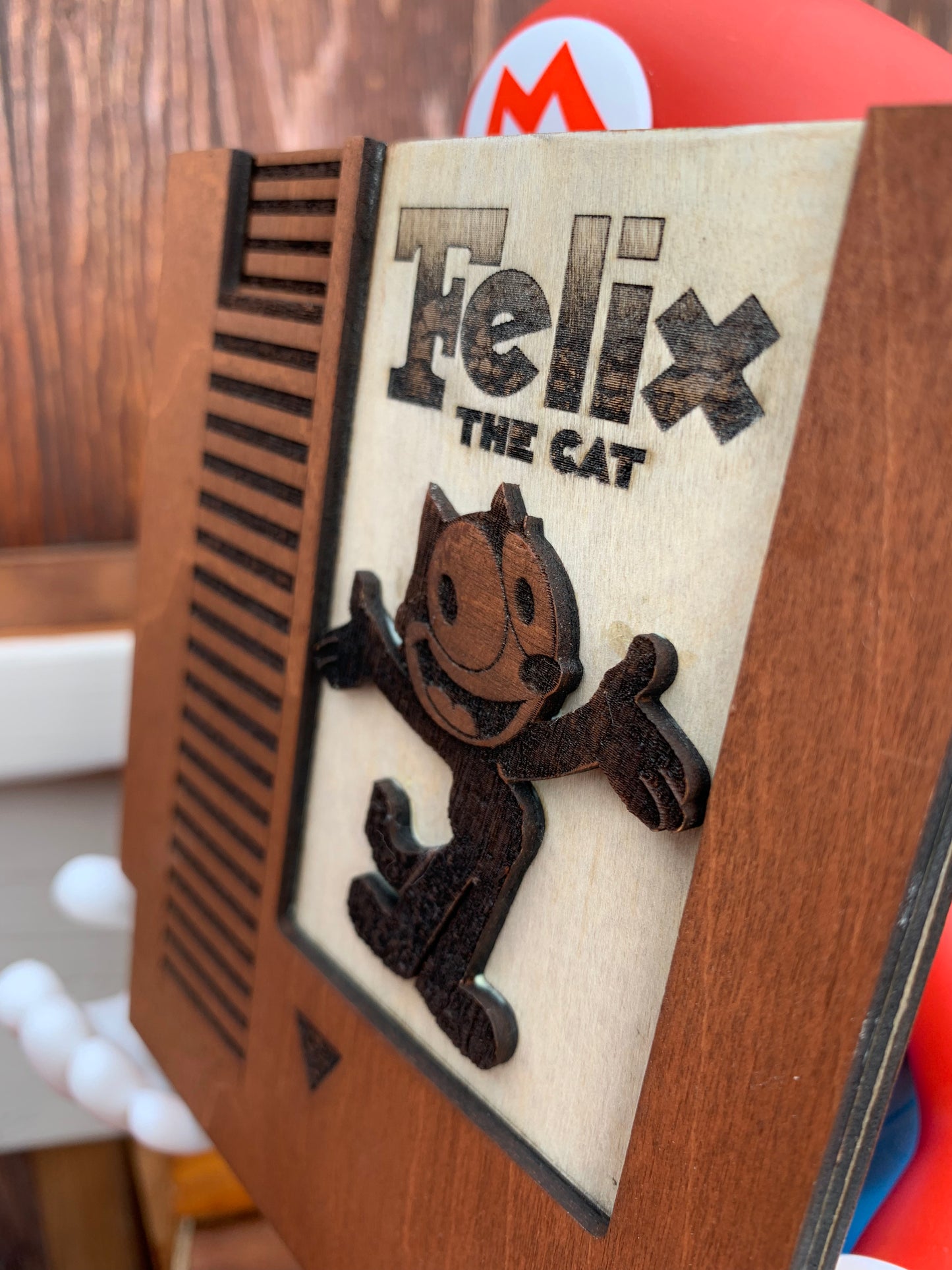 Cassette NES Felix The Cat en bois teint