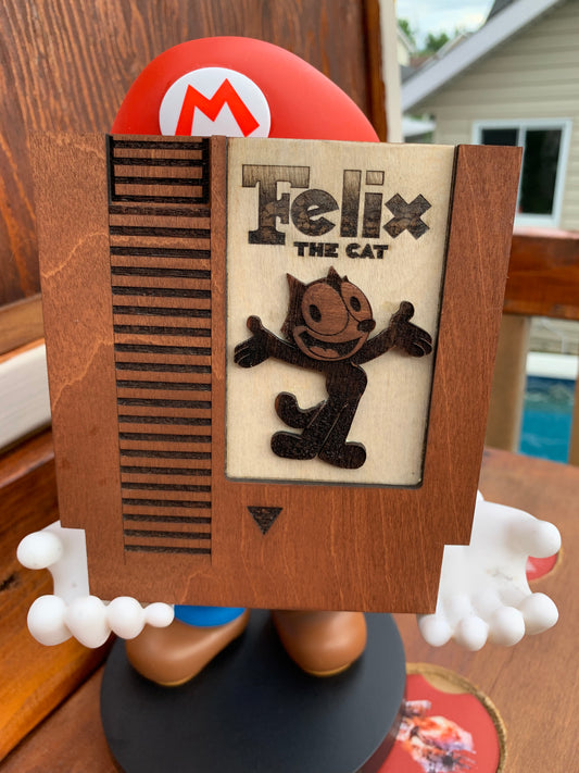 Cassette NES Felix The Cat en bois teint