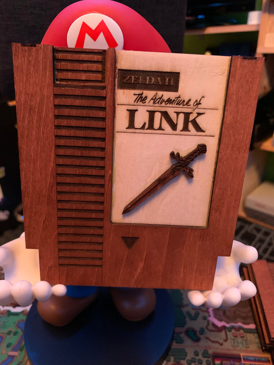 Cassette NES The Adventure Of Link en bois teint
