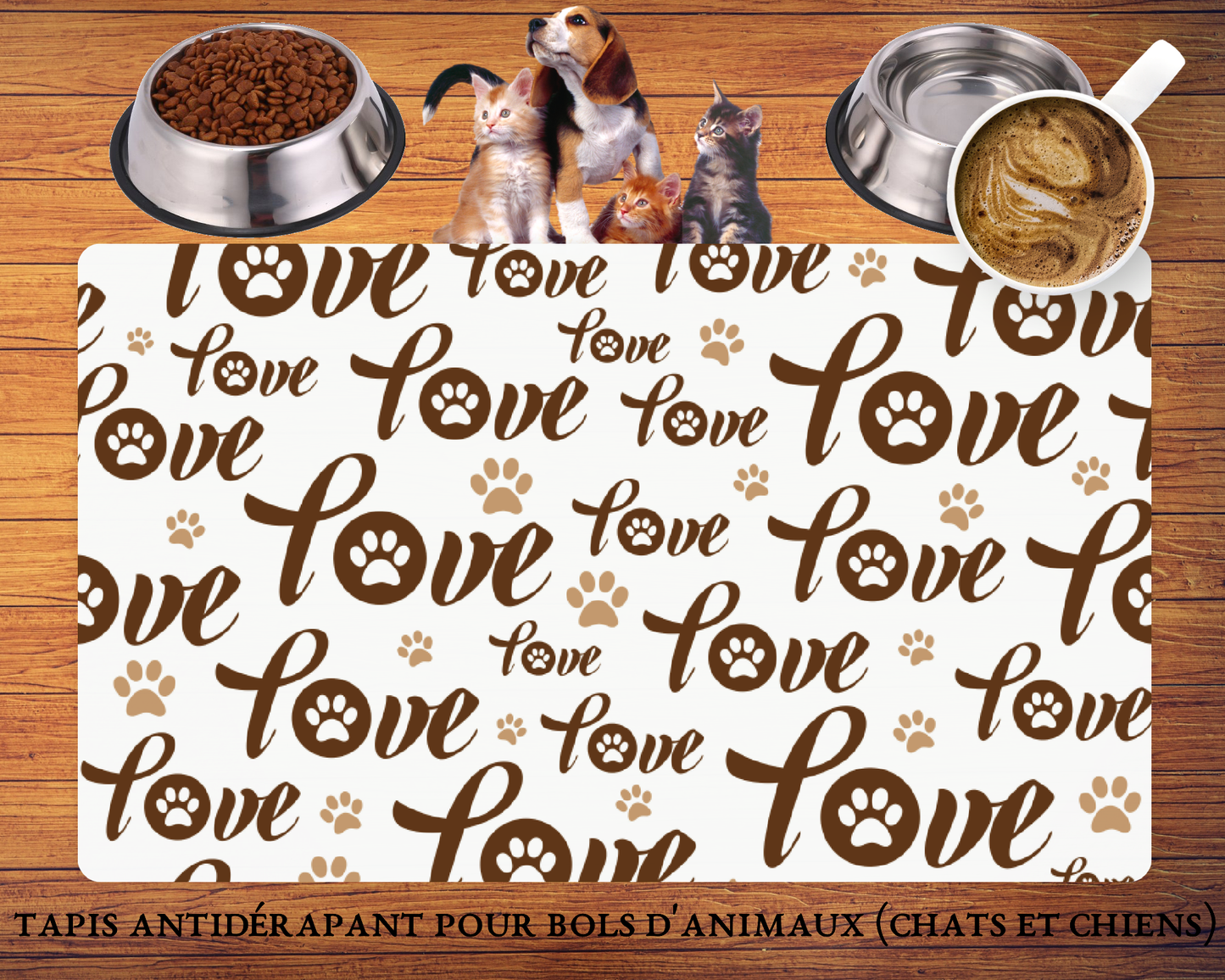 Tapis antidérapant de bols pour animaux de compagnie - Personnalisé - Plusieurs designs disponibles