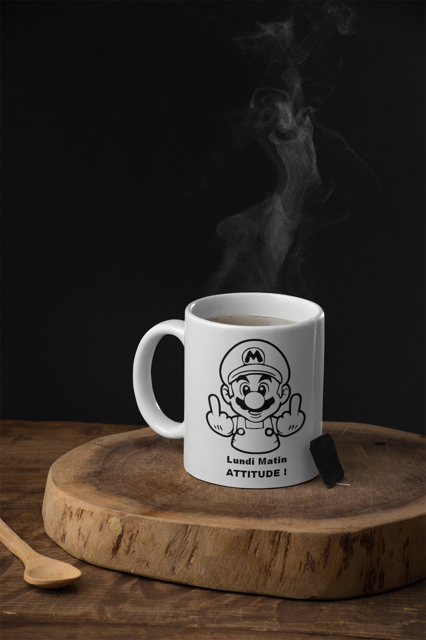 Décalque autocollant pour tasse/verre Lundi Matin ATTITUDE !