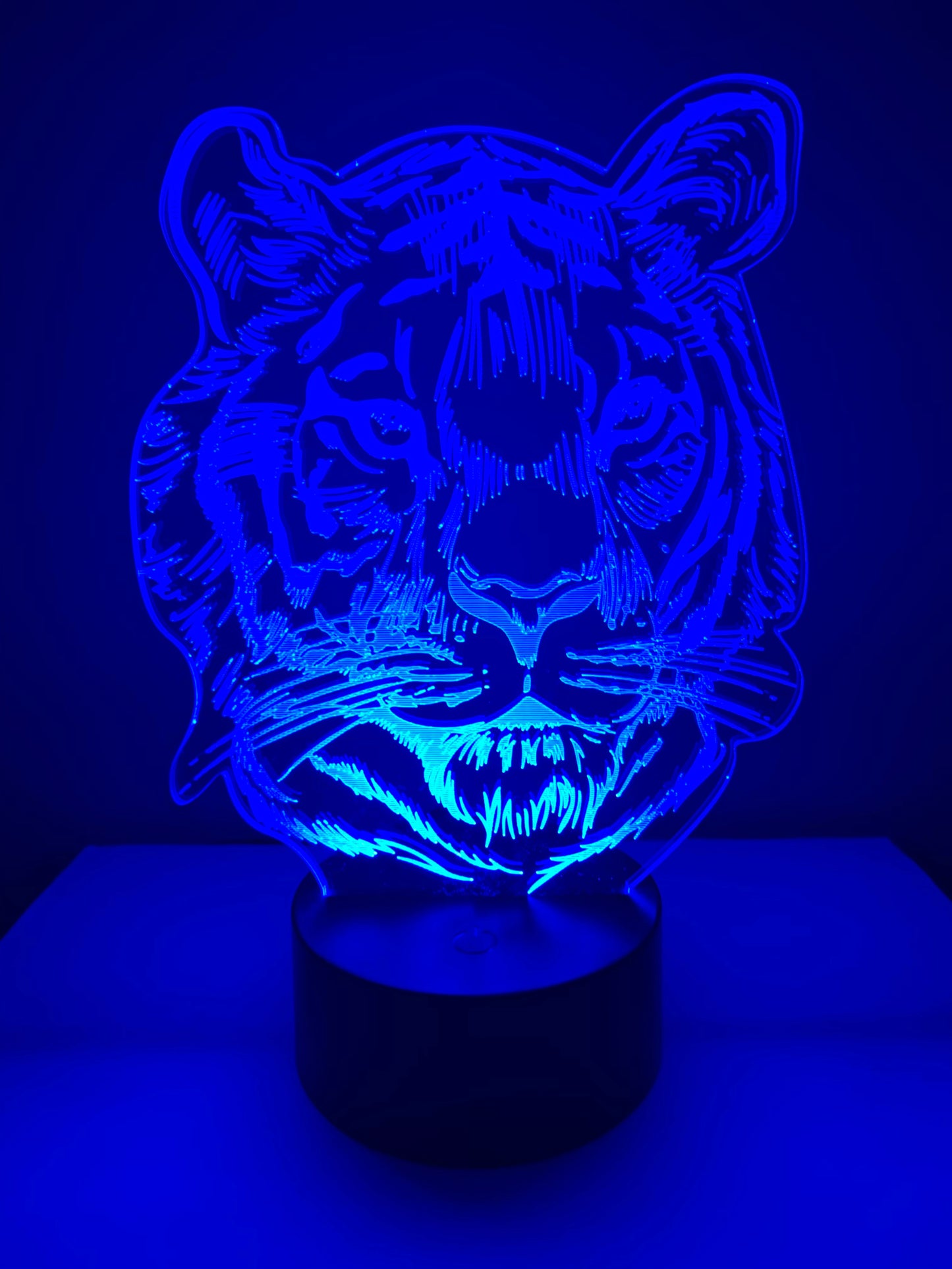 Lampe 3D DEL Tête de tigre