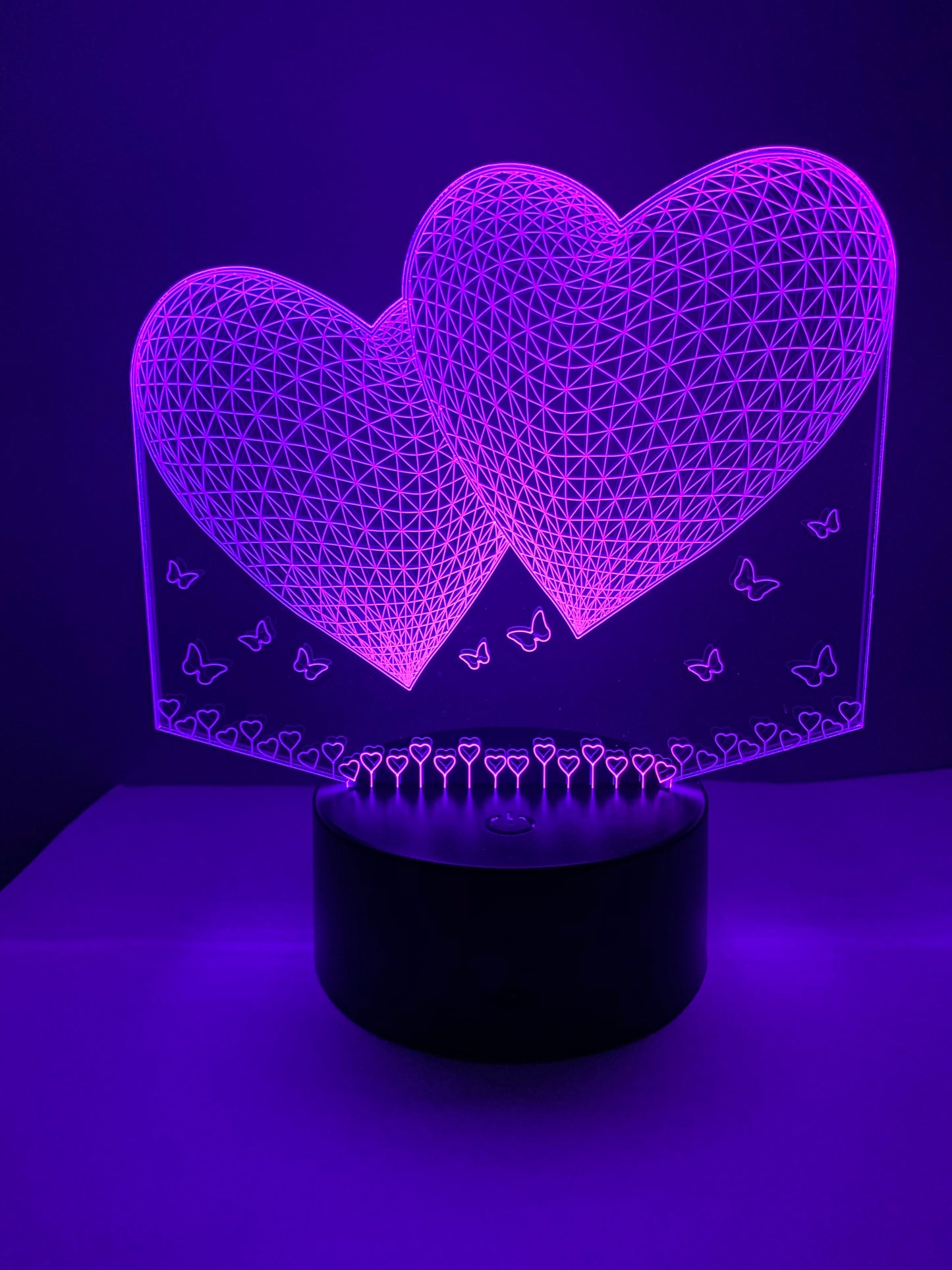 Lampe 3D LED Coeurs et Papillons