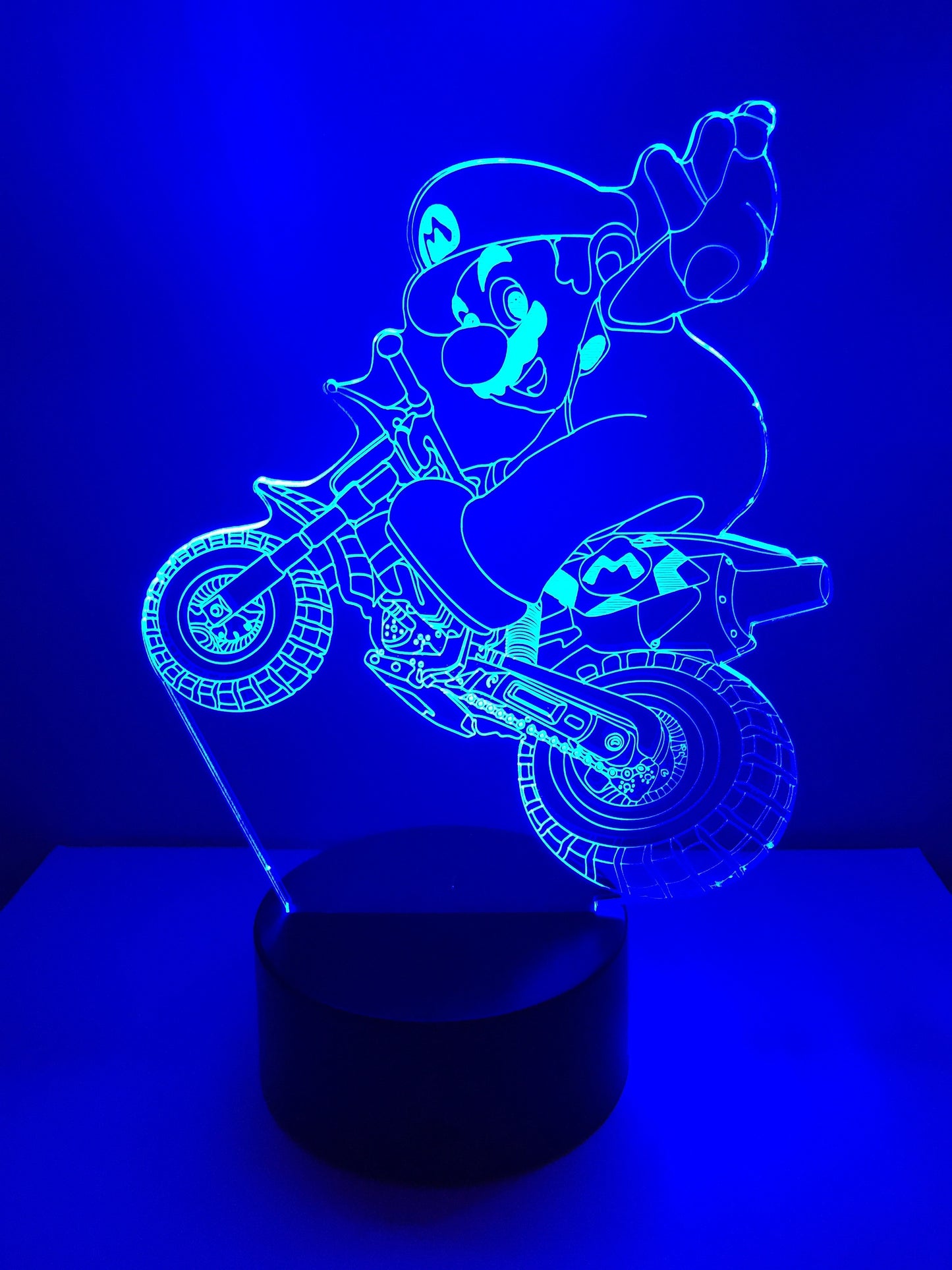 Lampe 3D DEL Mario sur sa moto (Super Mario/Kart)