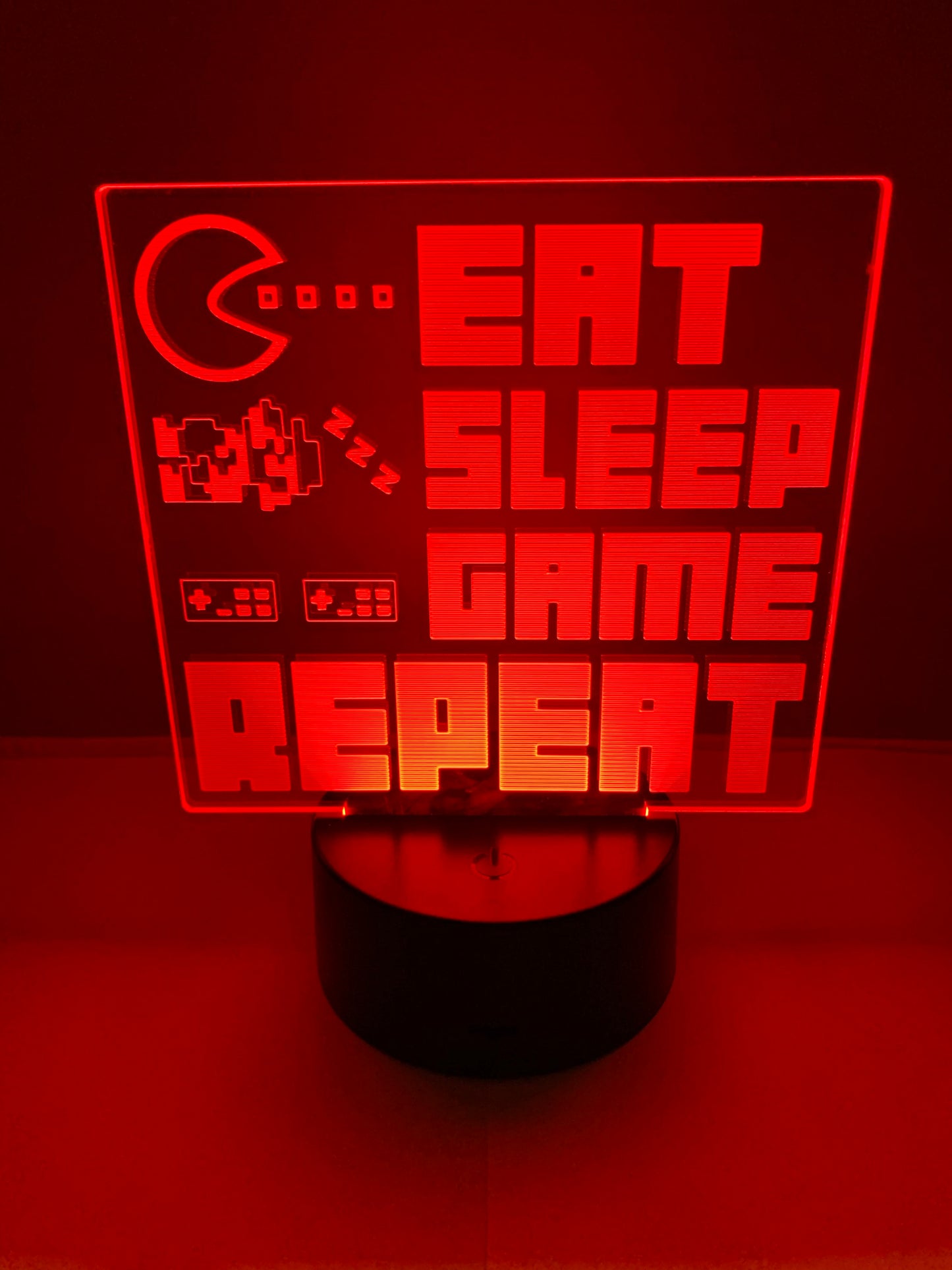 Lampe 3D DEL Eat Game Sleep Repeat