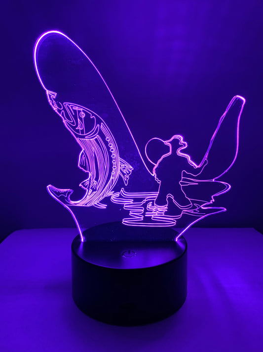 Lampe 3D DEL Pêcheur (Pêche d’un poisson)