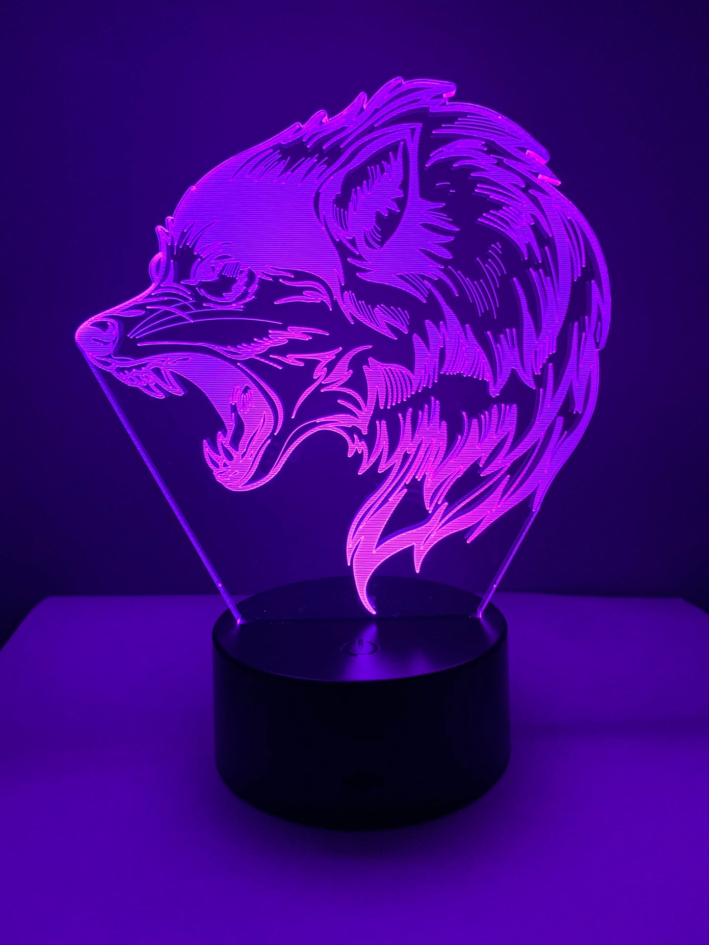 Lampe 3D DEL Loup enragé