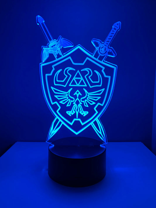 Lampe 3D DEL Bouclier et Épées The Legend Of Zelda