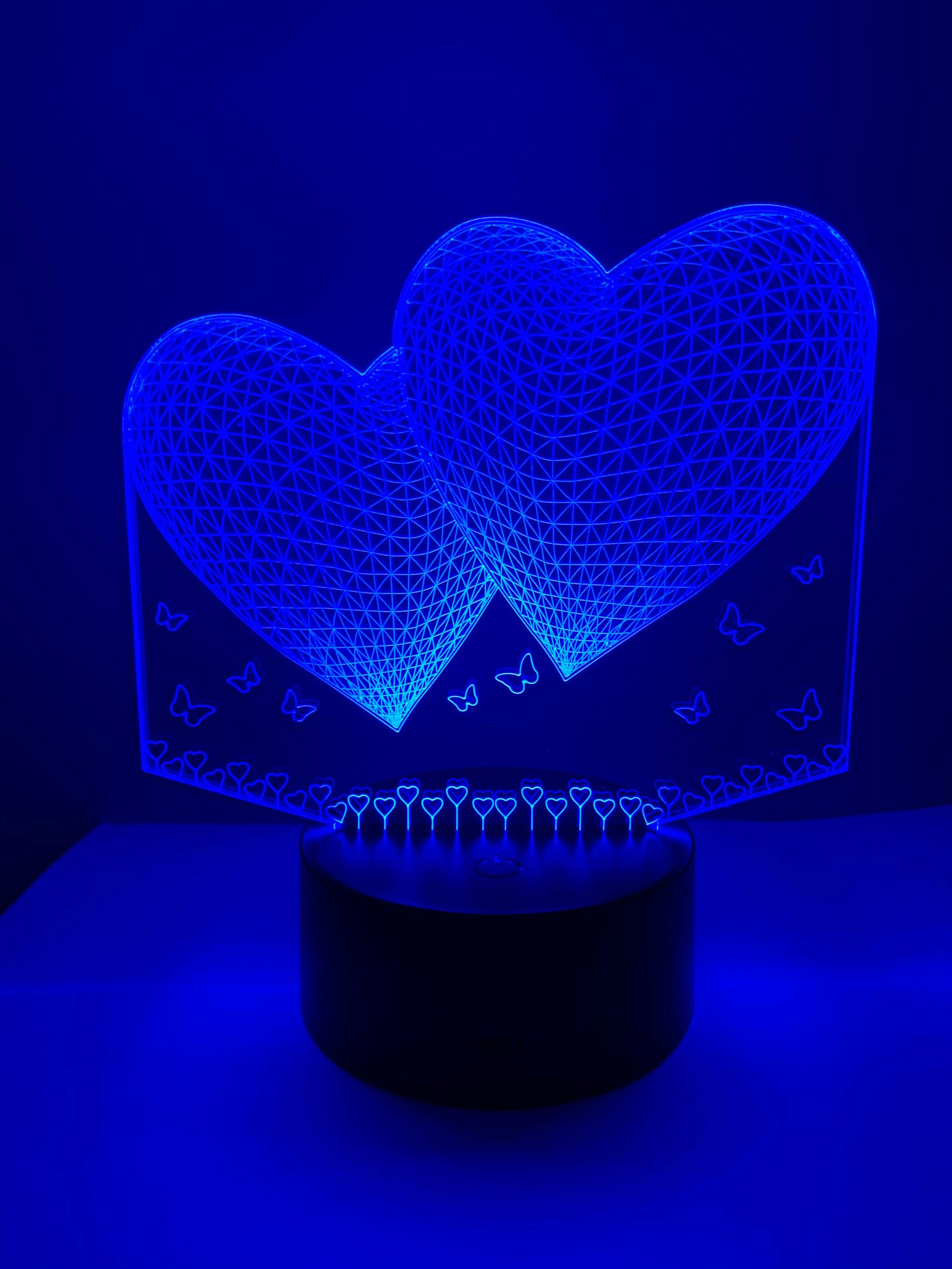 Lampe 3D LED Coeurs et Papillons