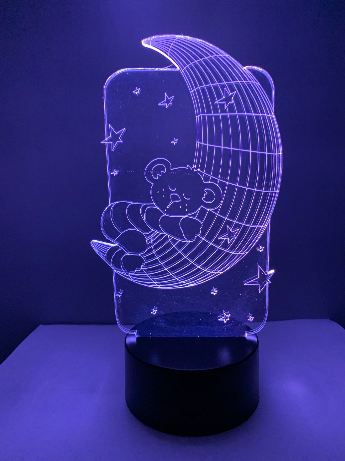 Lampe 3D DEL Ourson sur lune