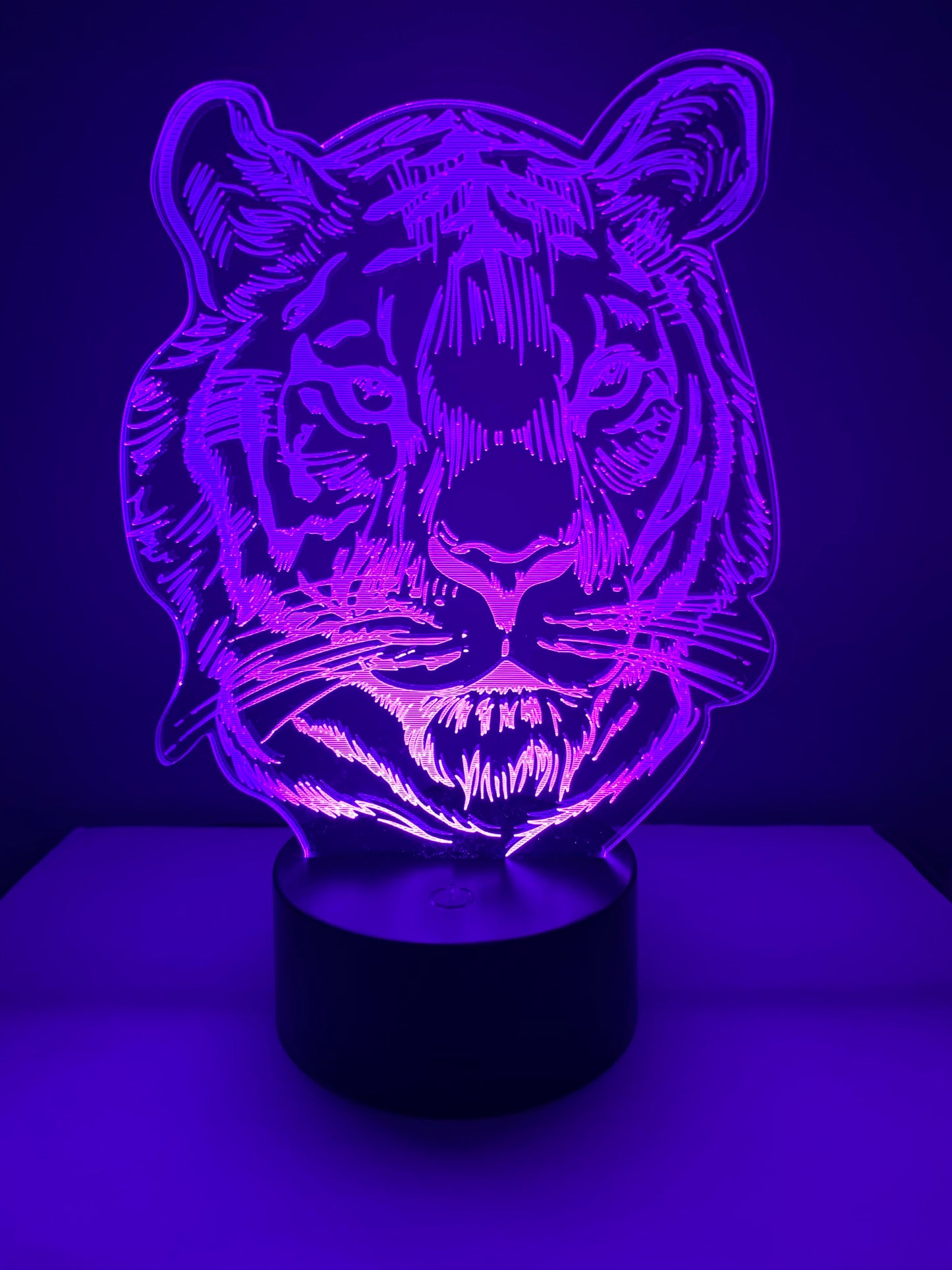 Lampe 3D DEL Tête de tigre