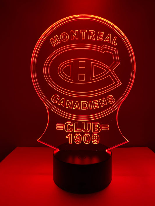 Lampe 3D DEL Hockey Les Canadiens de Montréal