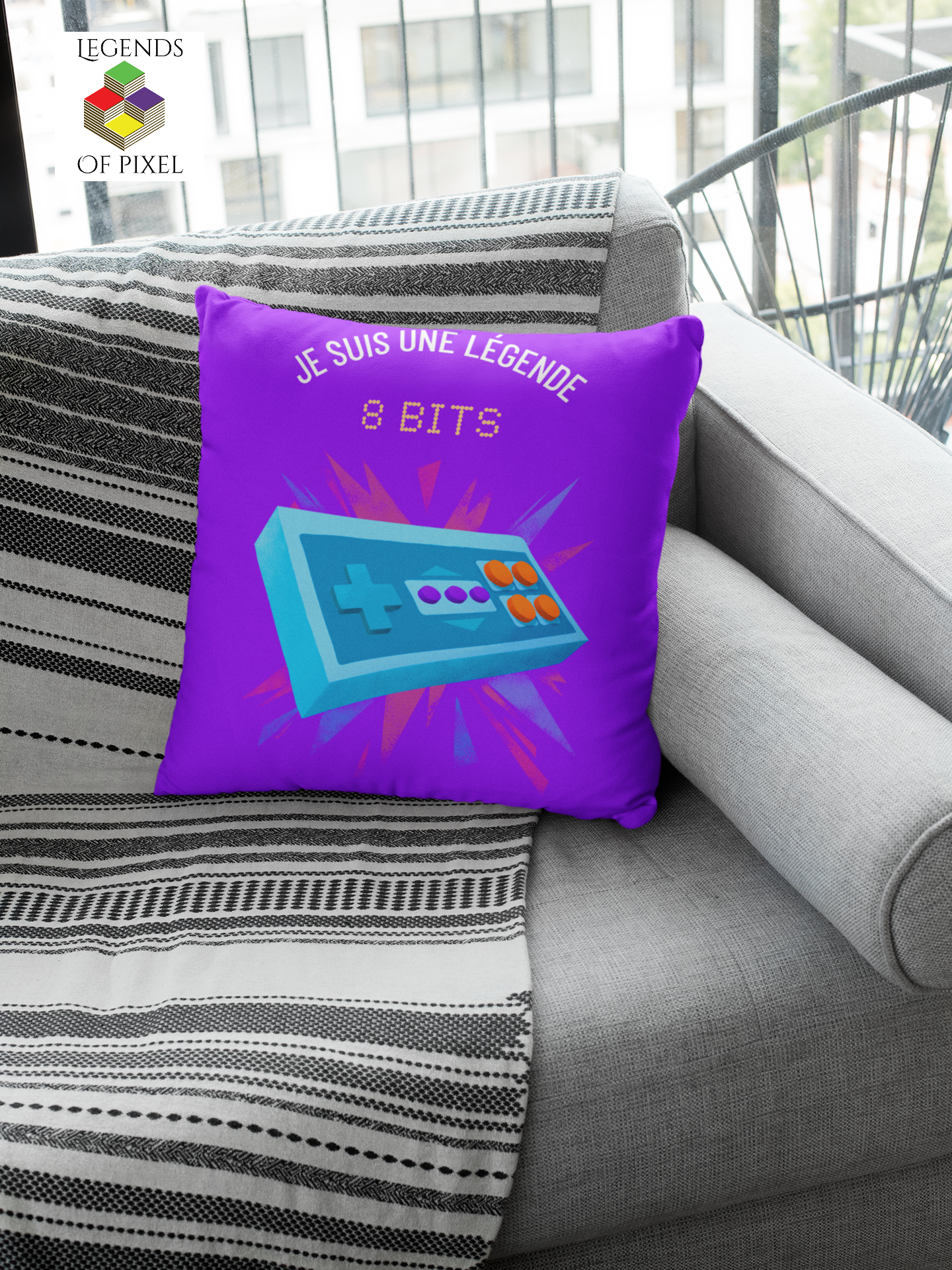 Housse de coussin Je suis une légende 8 bit