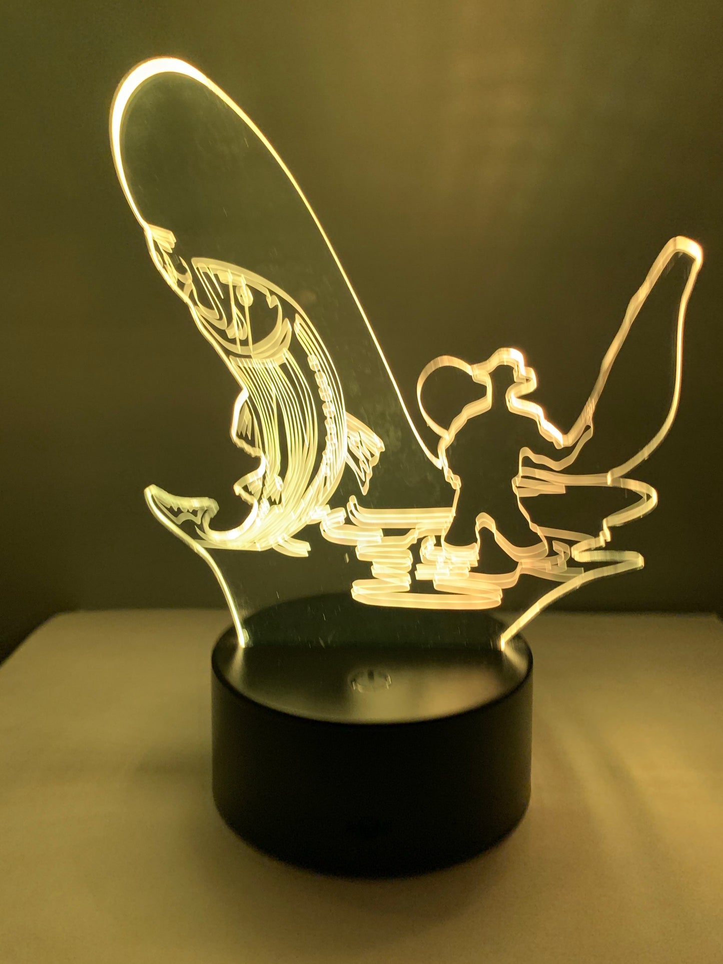 Lampe 3D DEL Pêcheur (Pêche d’un poisson)