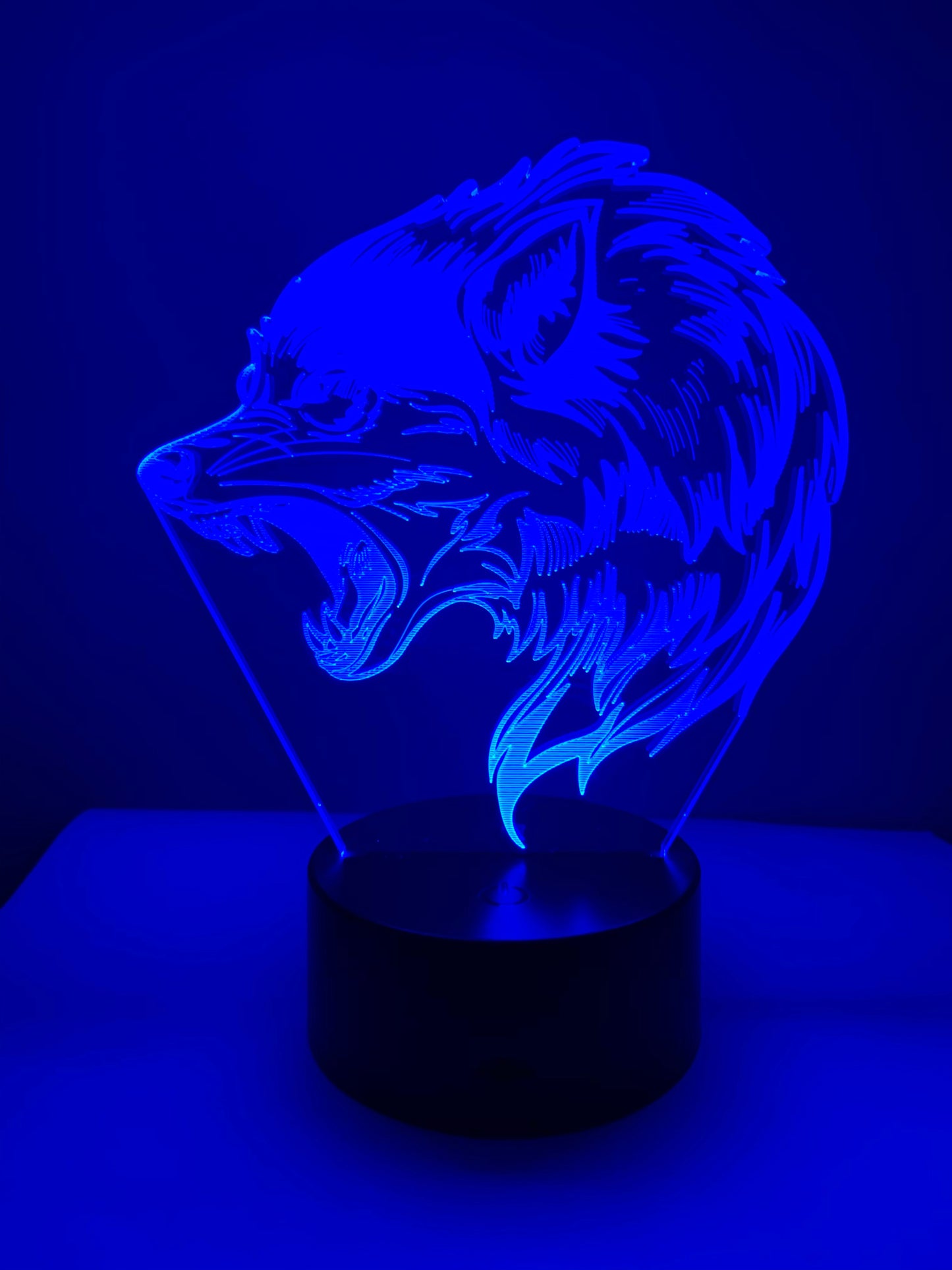 Lampe 3D DEL Loup enragé