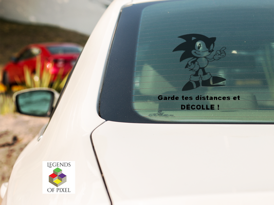 Décalque autocollant pour auto Garde tes distances et DÉCOLLE ! Sonic