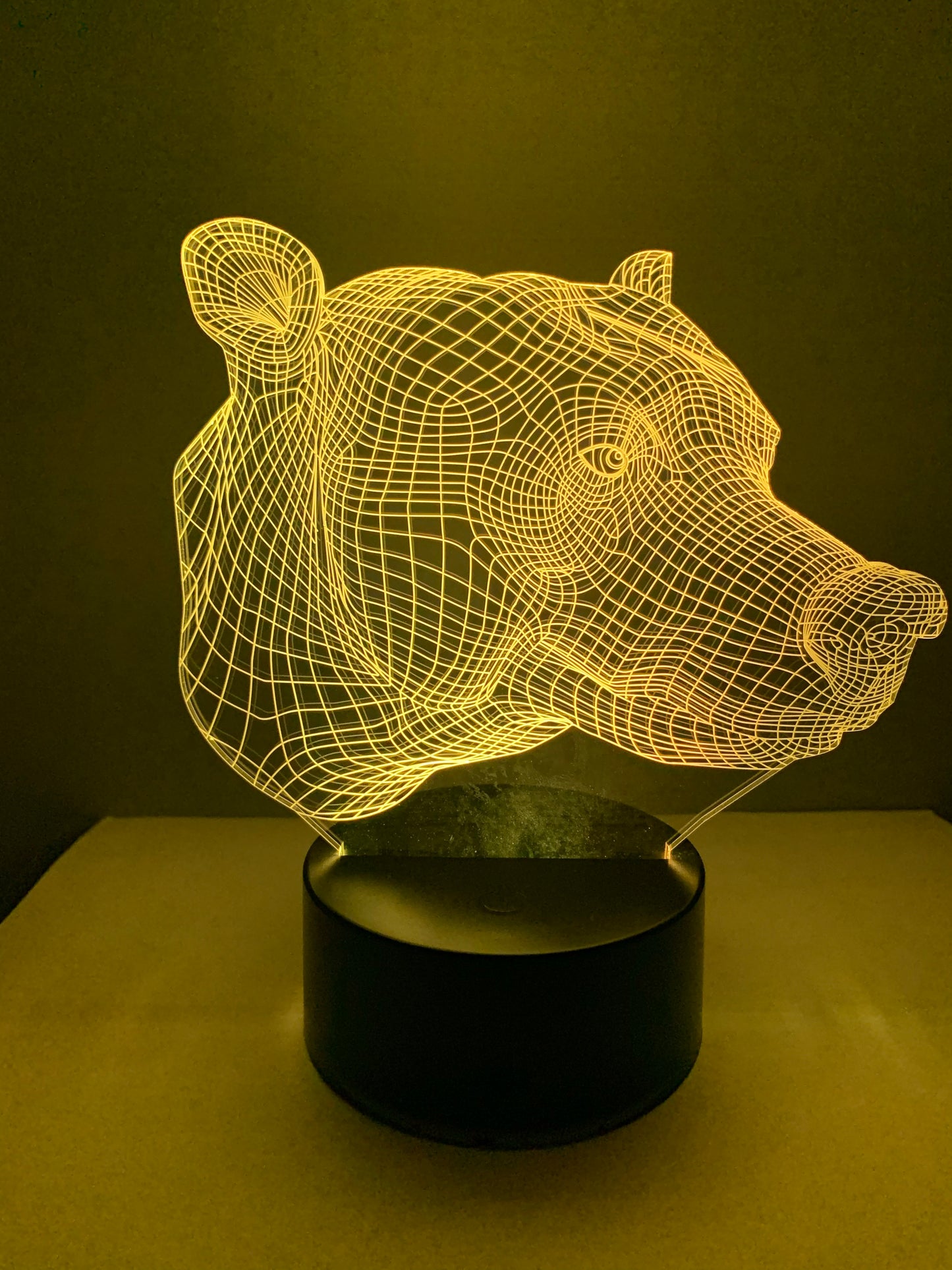 Lampe 3D DEL Tête d’ours