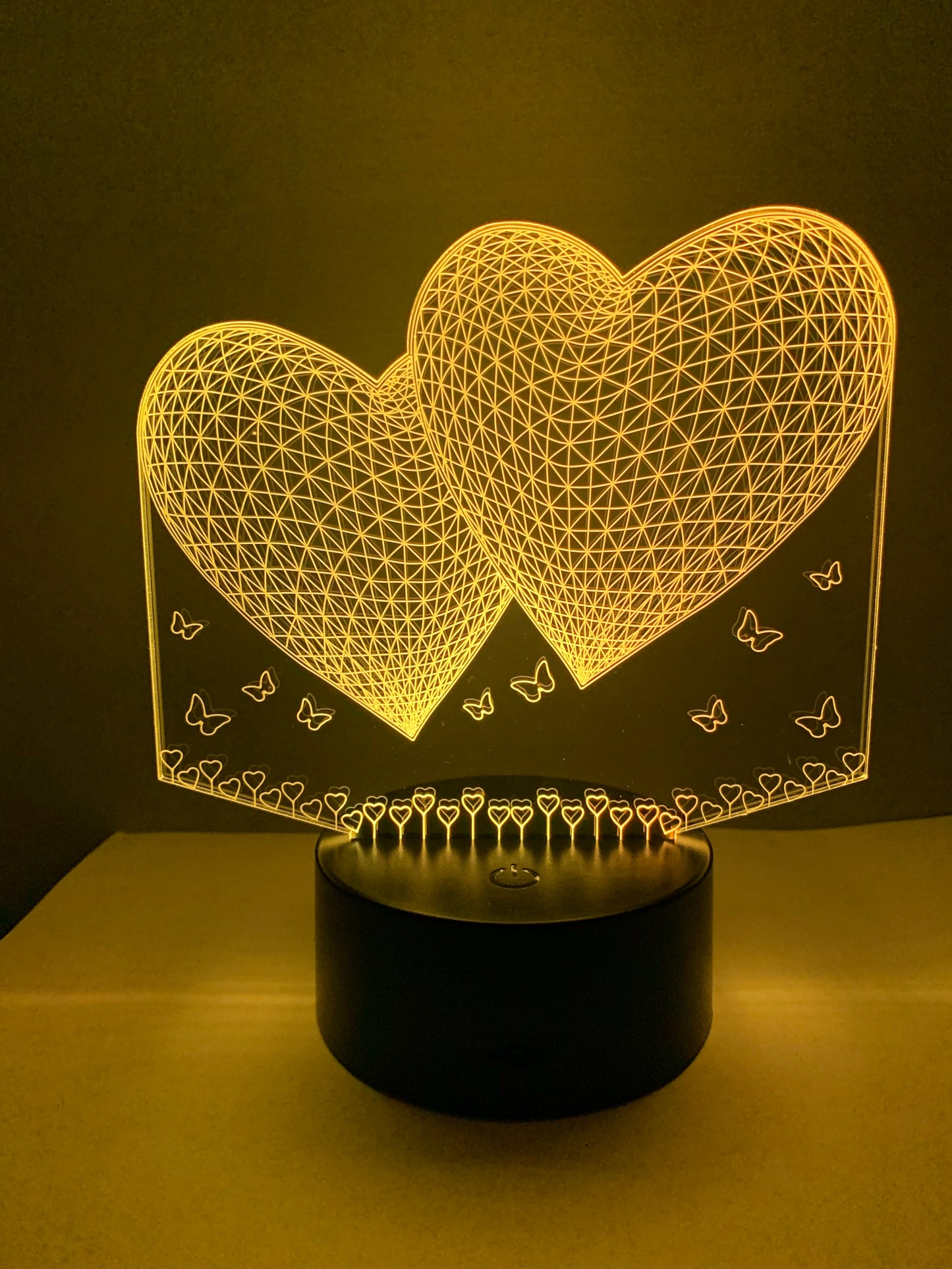 Lampe 3D LED Coeurs et Papillons