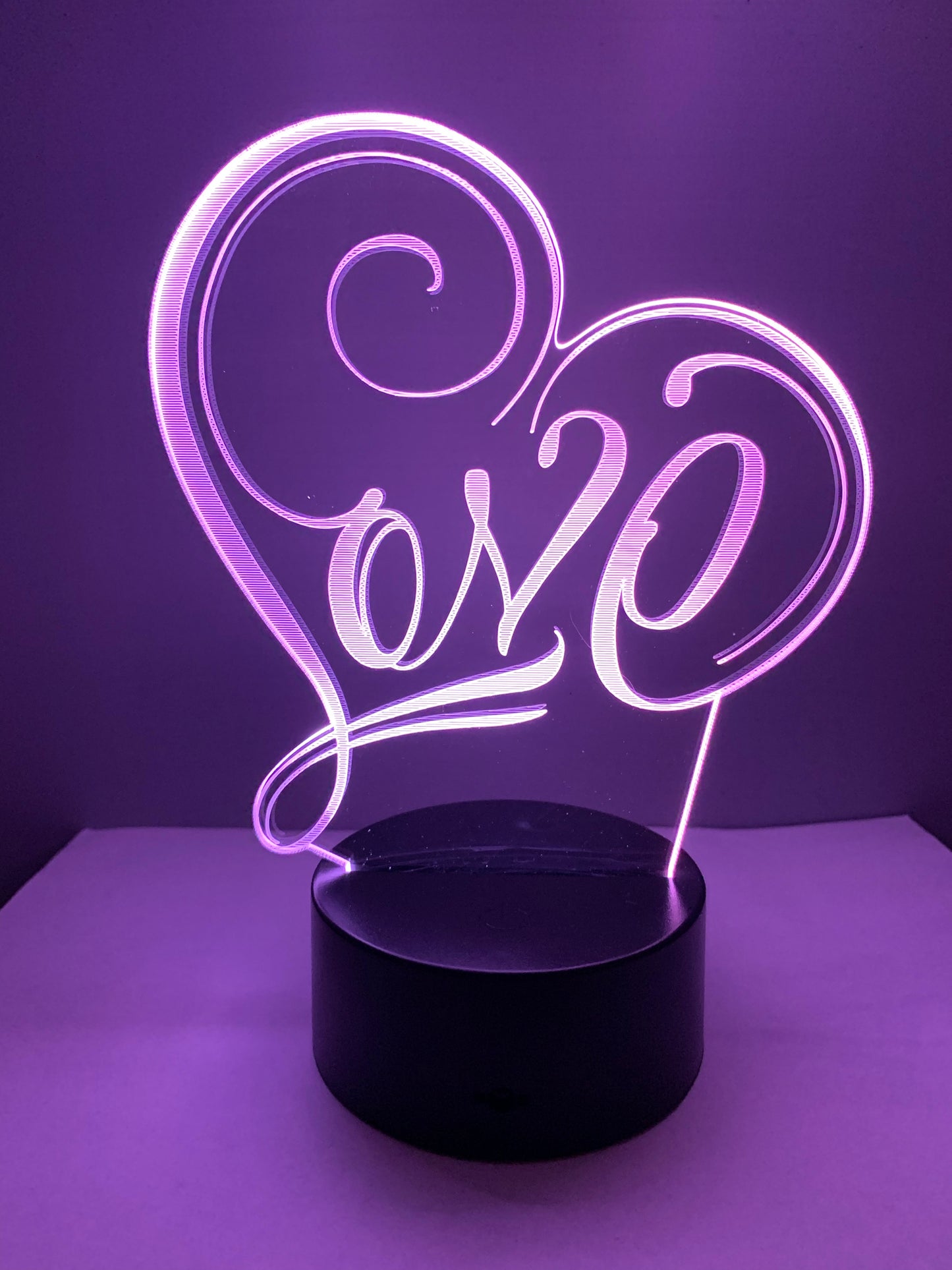 Lampe 3D DEL Coeur Love Amour