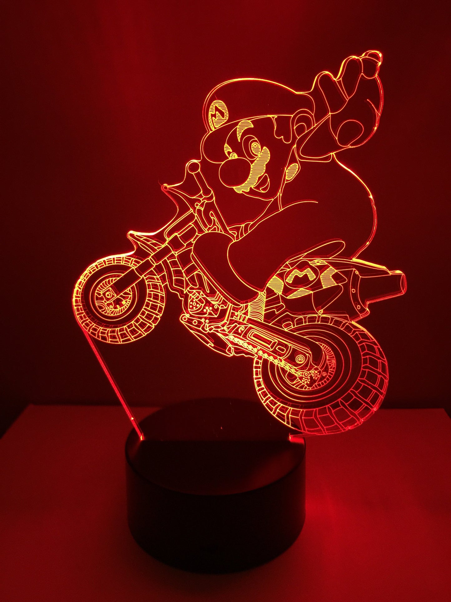 Lampe 3D DEL Mario sur sa moto (Super Mario/Kart)