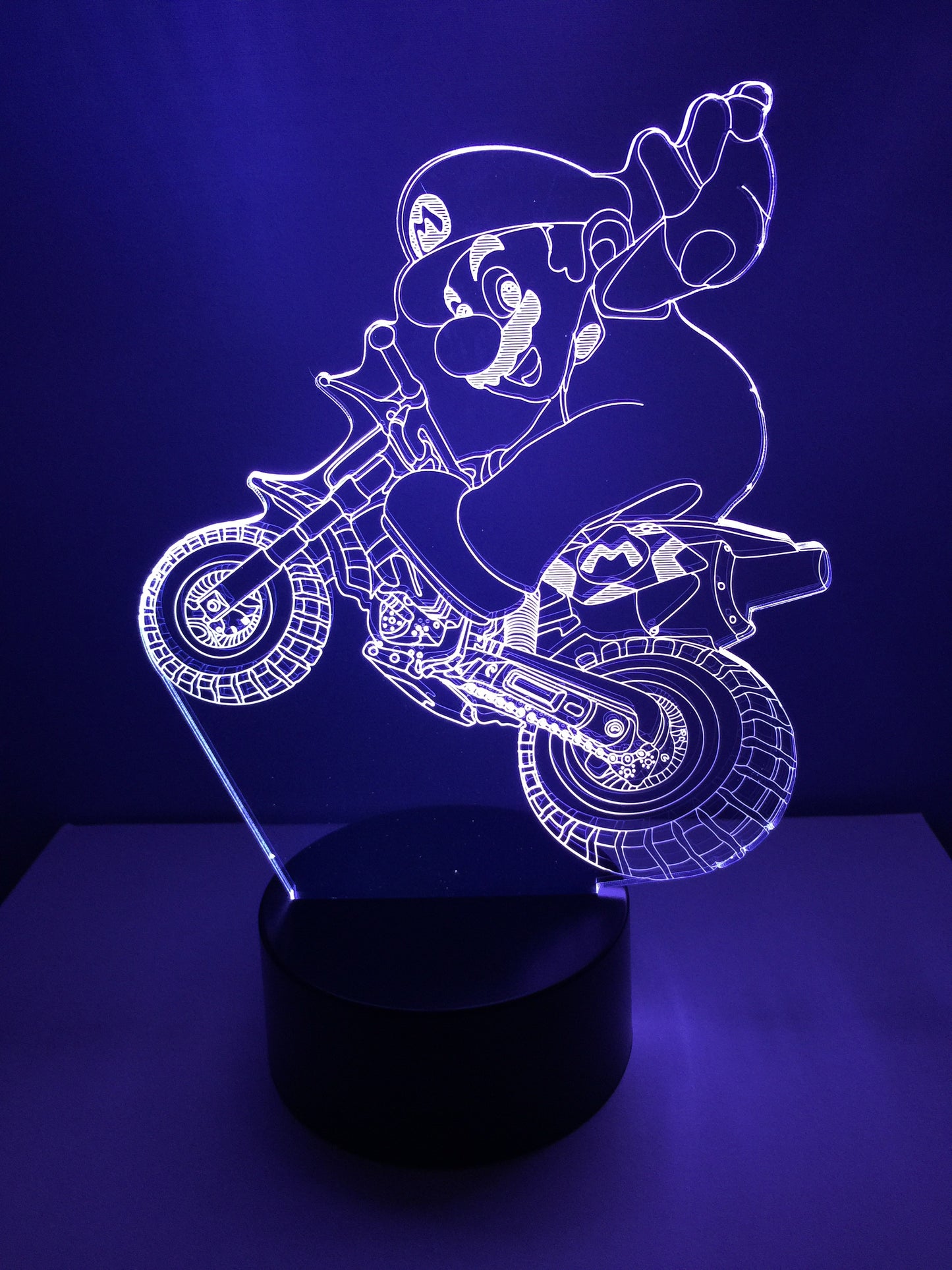 Lampe 3D DEL Mario sur sa moto (Super Mario/Kart)