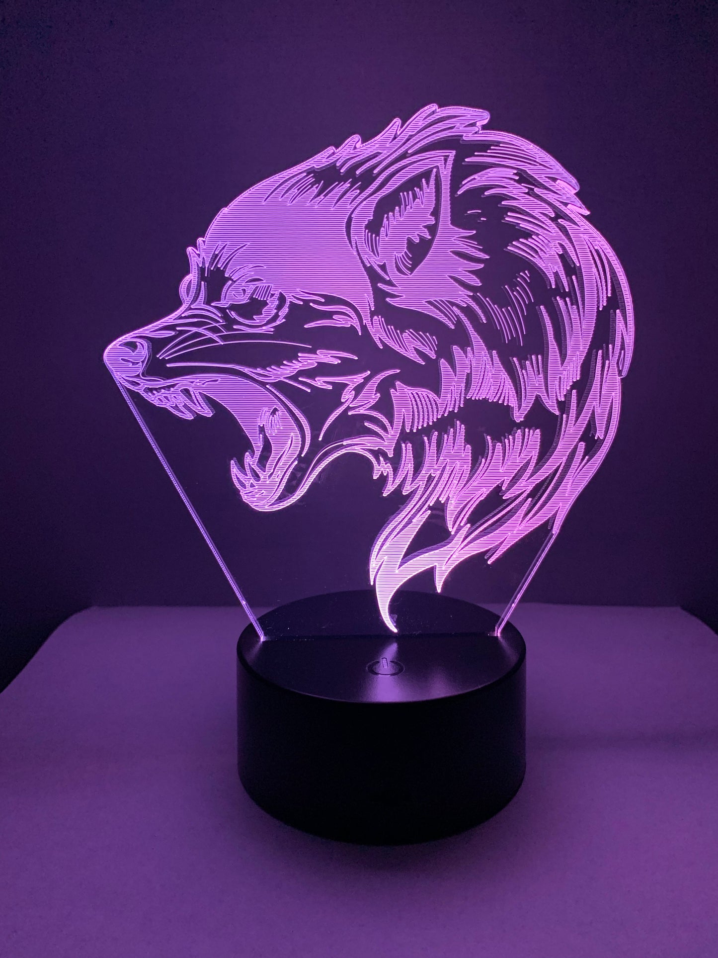 Lampe 3D DEL Loup enragé