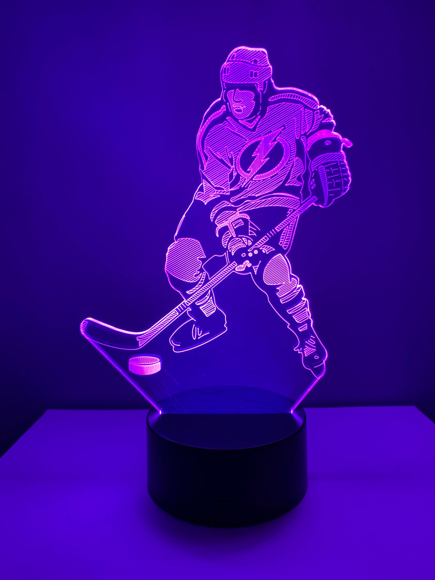 Lampe 3D DEL Joueur hockey Lightning