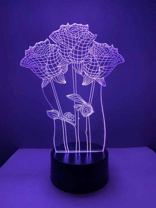 Lampe 3D DEL Fleurs