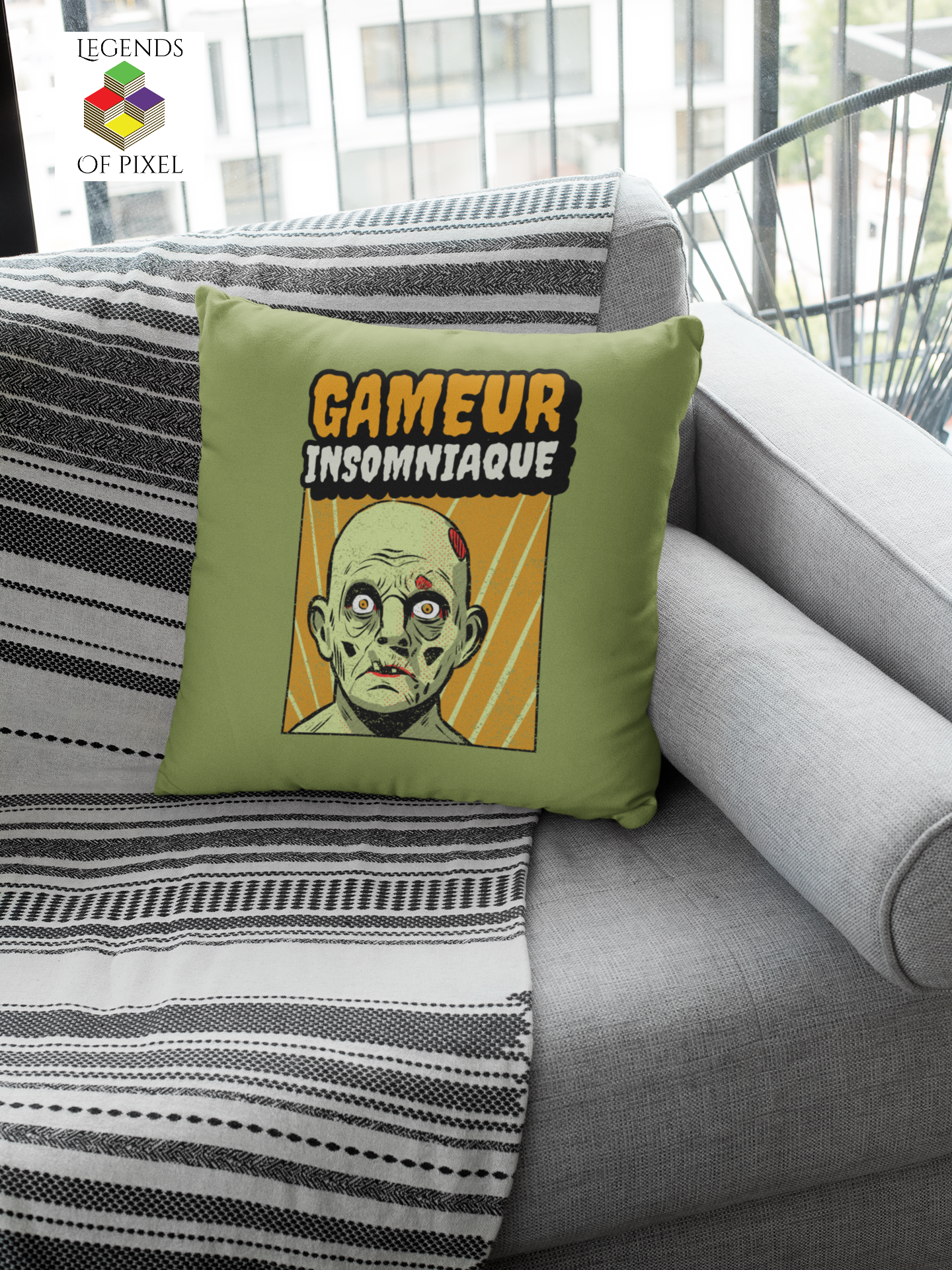 Housse de coussin Gameur insomniaque