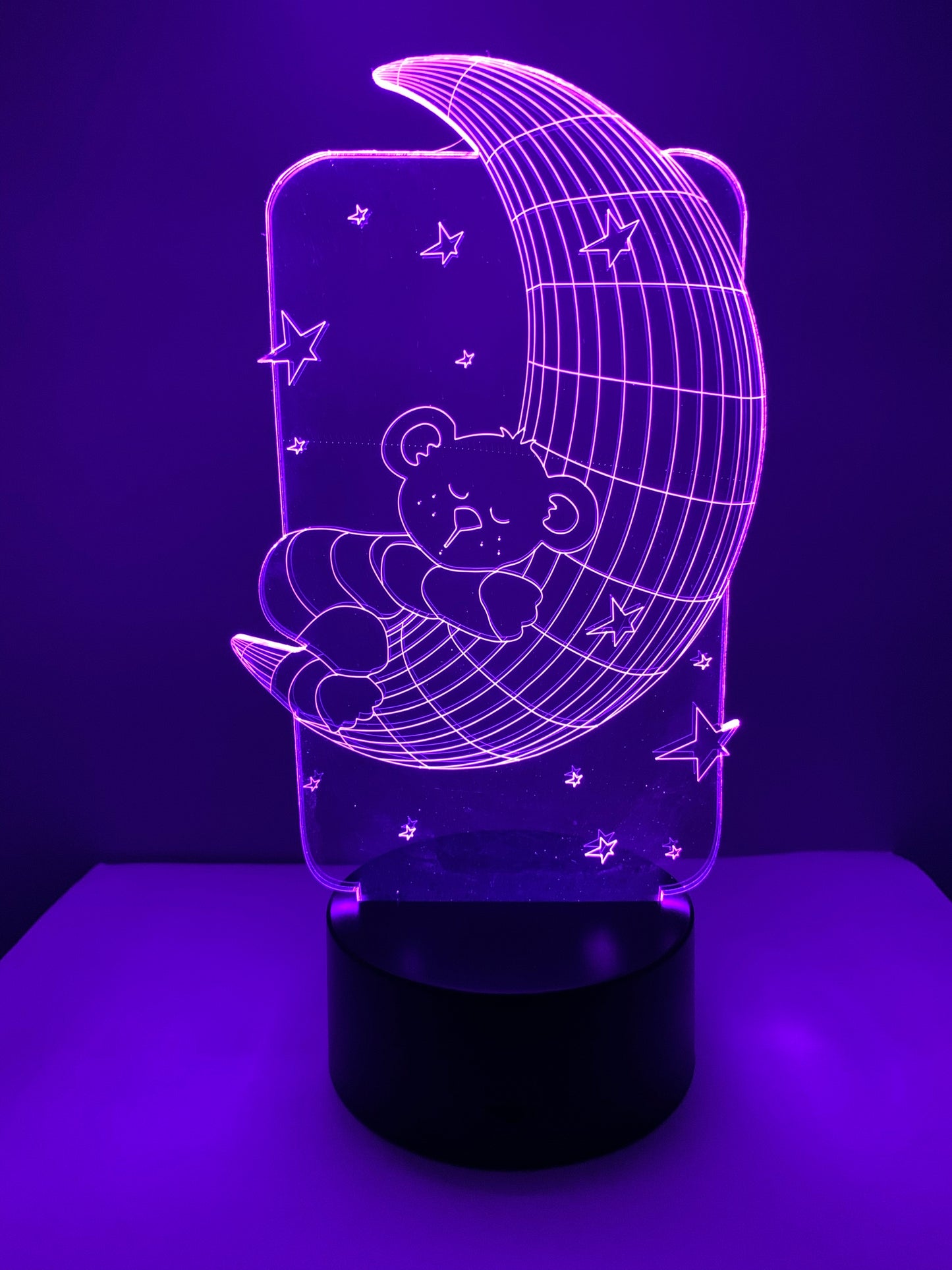 Lampe 3D DEL Ourson sur lune