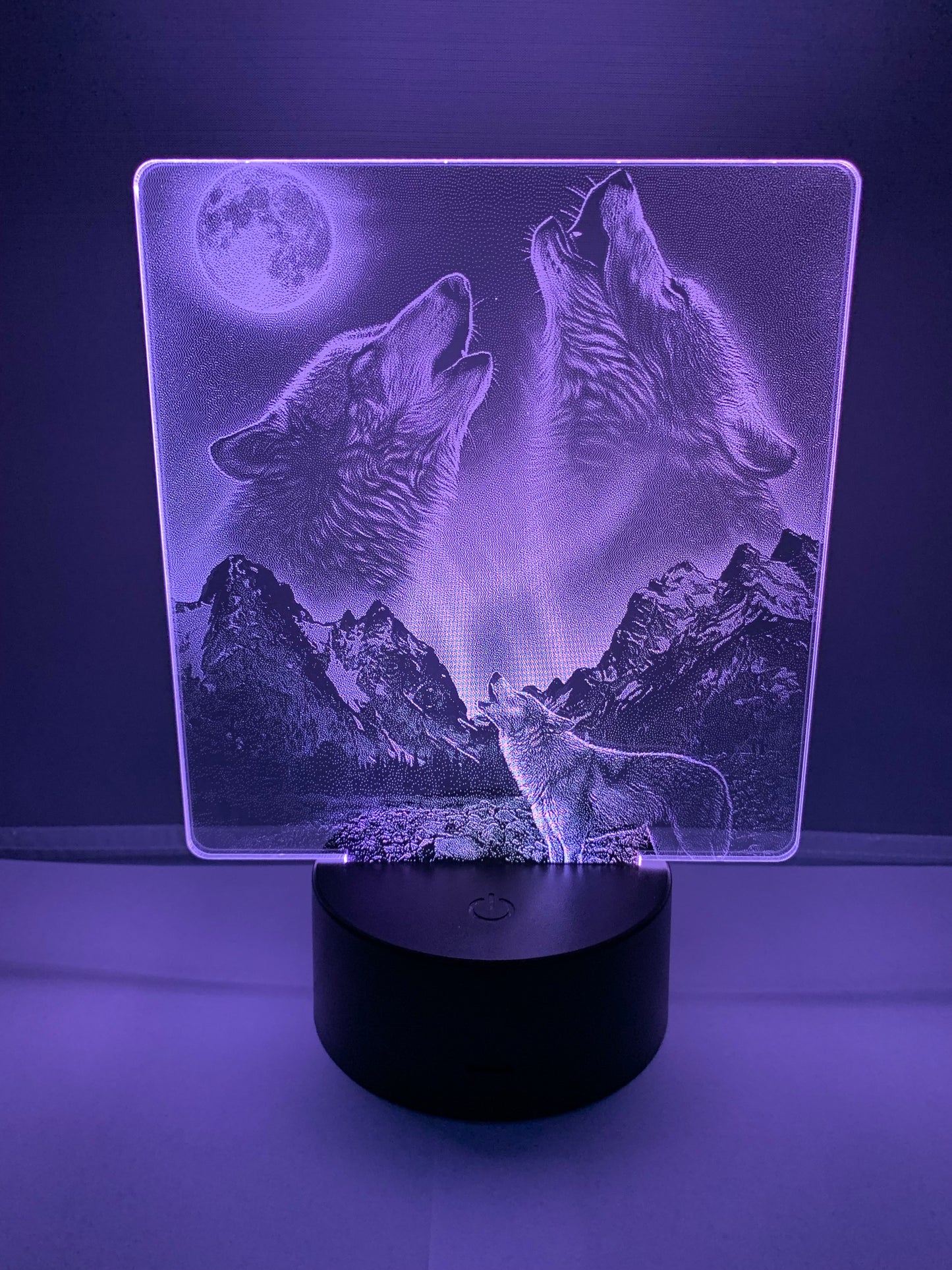 Lampe DEL Photo Réaliste Loups hurlant à la pleine lune 🌕