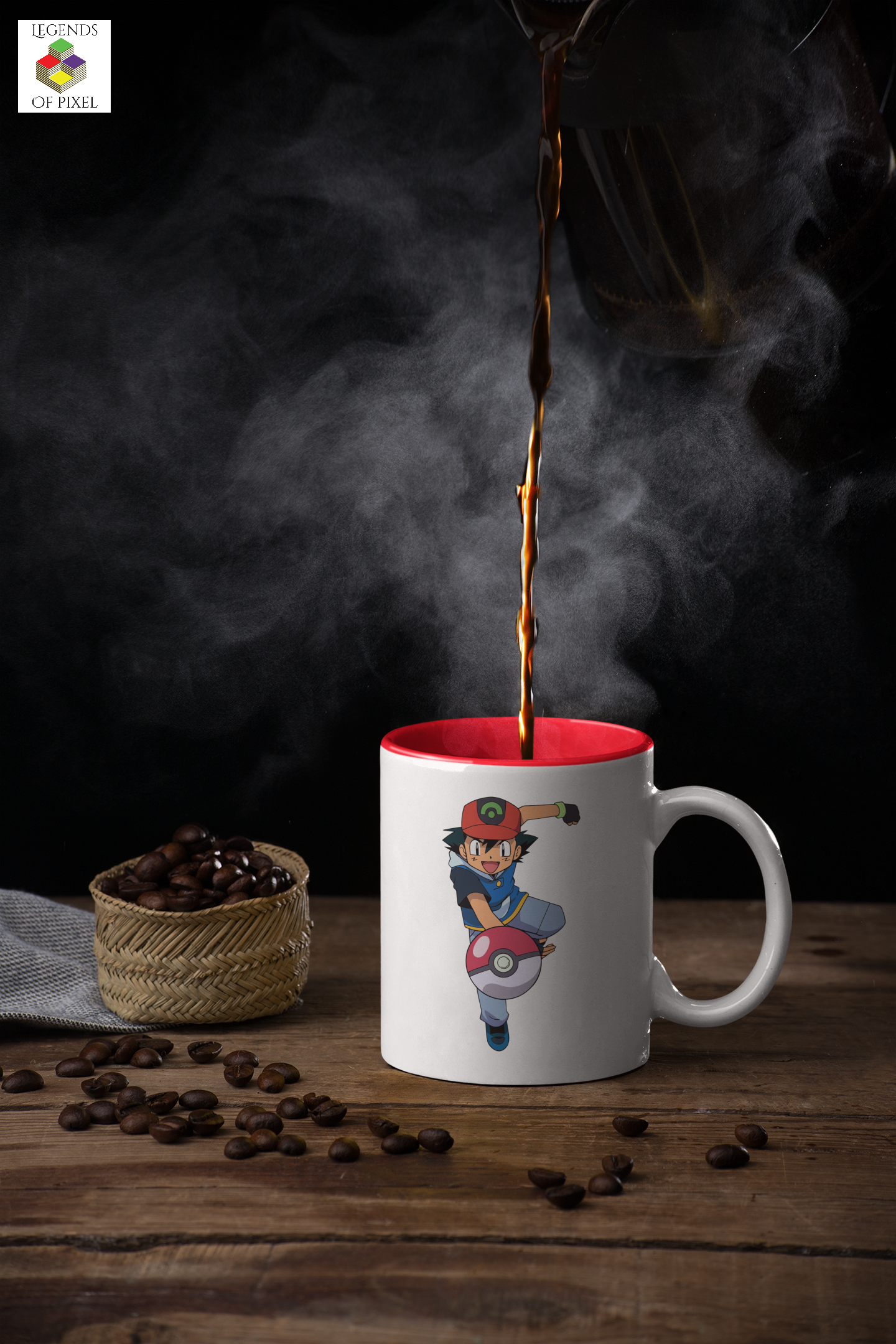 Autocollant pour tasse Ash tirant sa Pokeball Pokemon