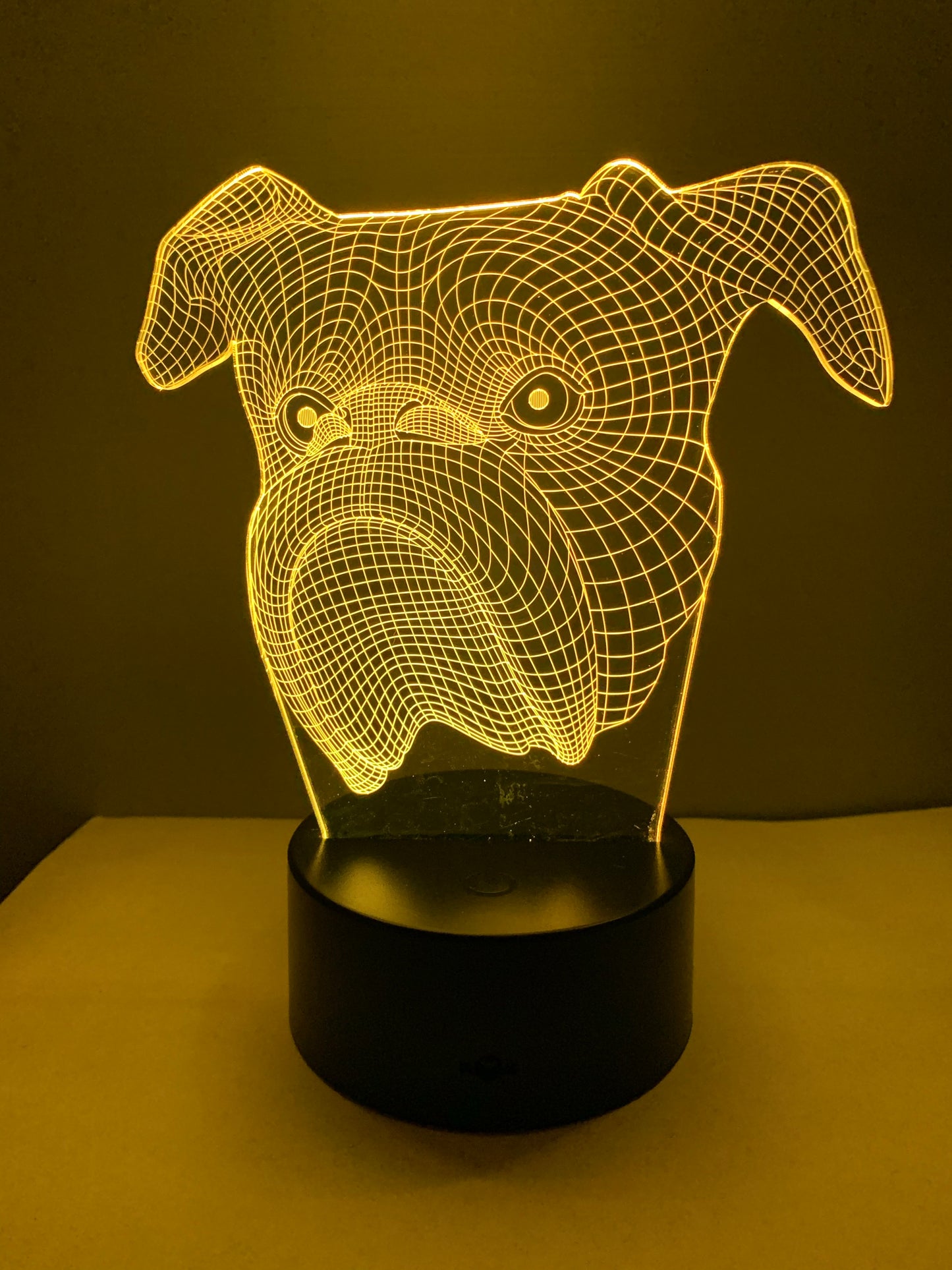 Lampe 3D DEL Tête Chien Bulldog