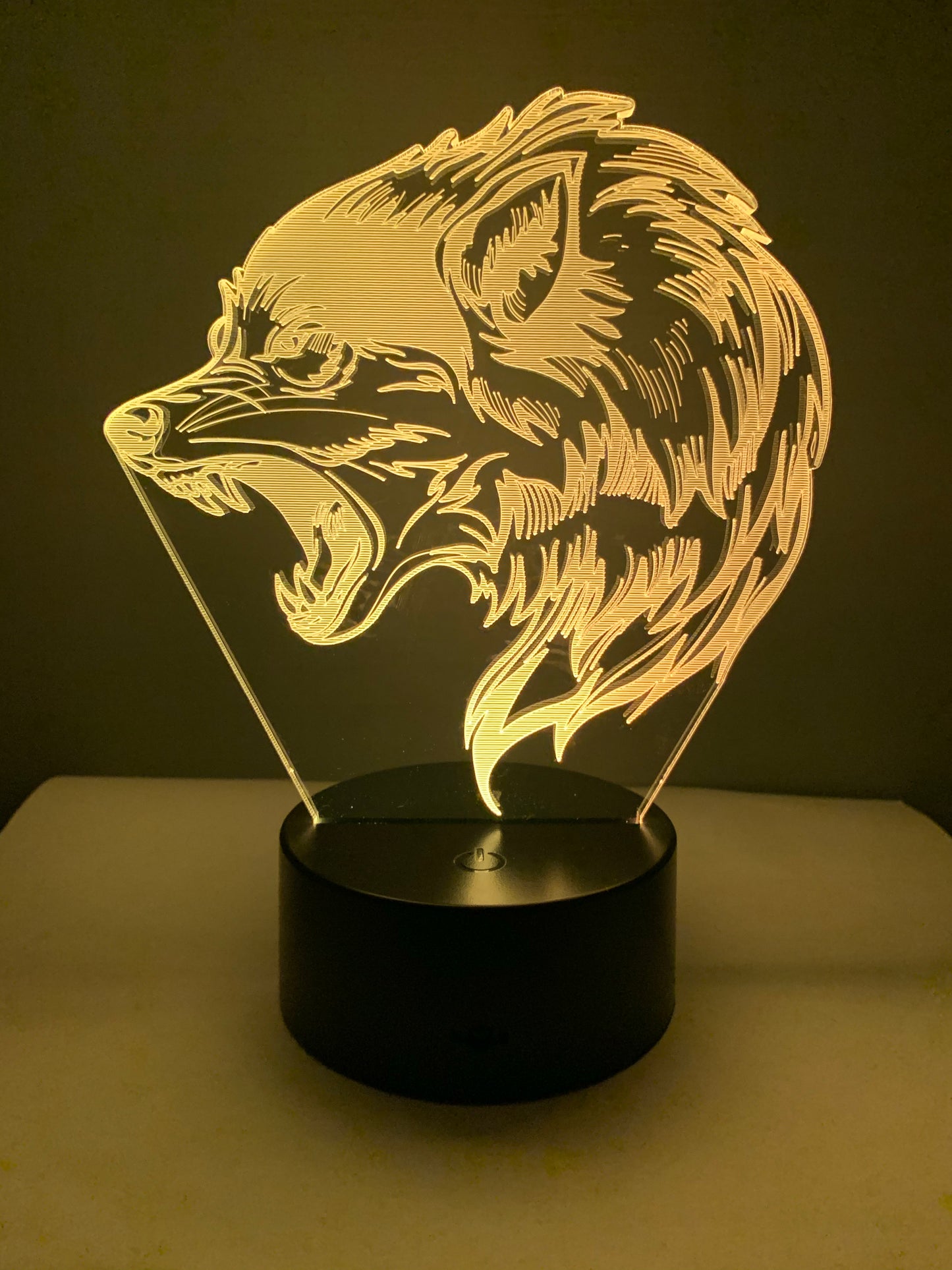 Lampe 3D DEL Loup enragé