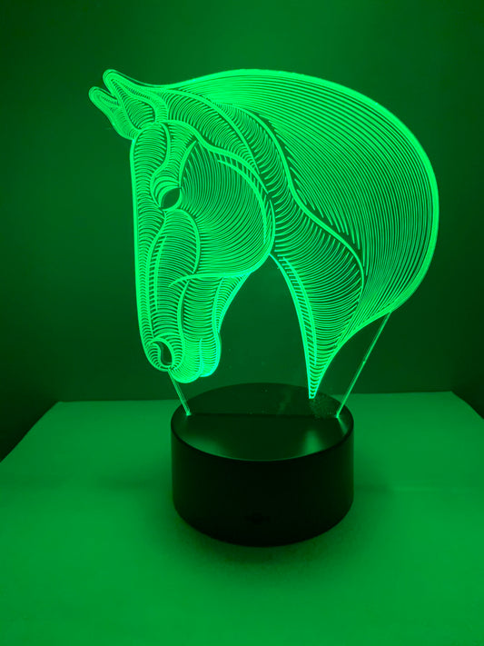Lampe 3D DEL Tête de Cheval