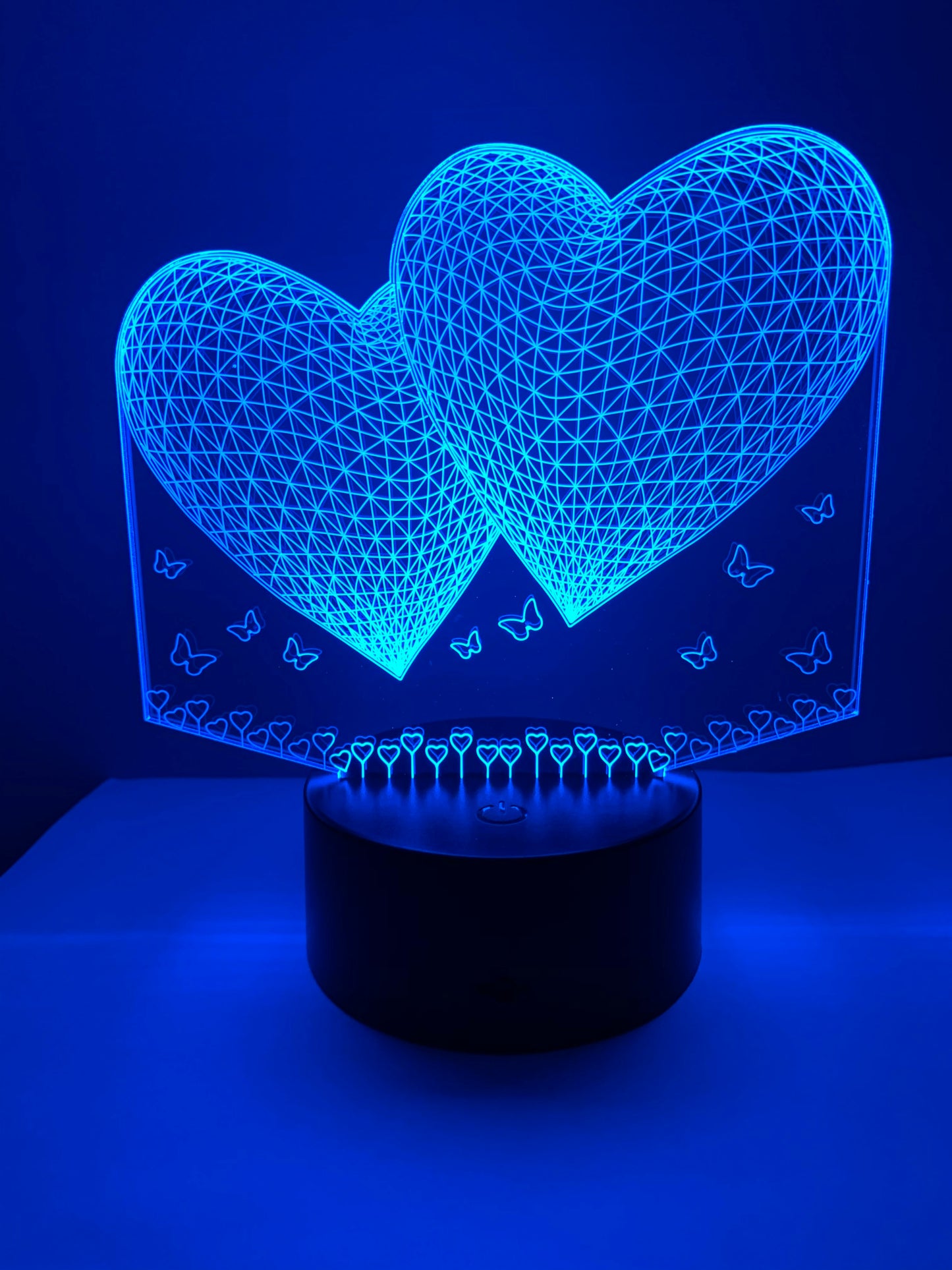 Lampe 3D LED Coeurs et Papillons