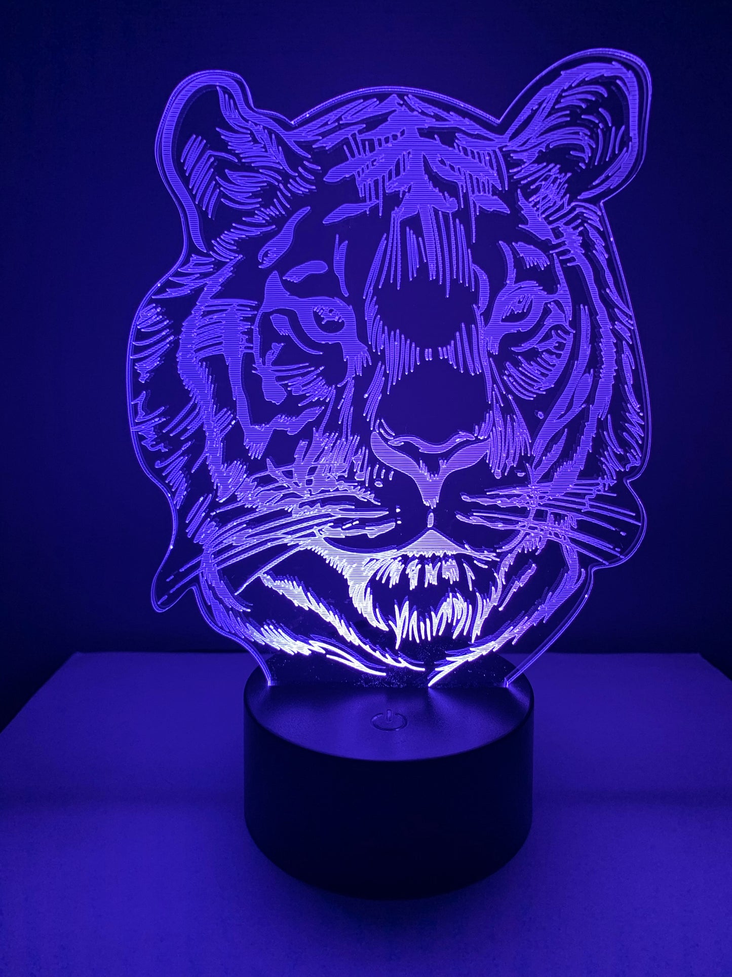 Lampe 3D DEL Tête de tigre