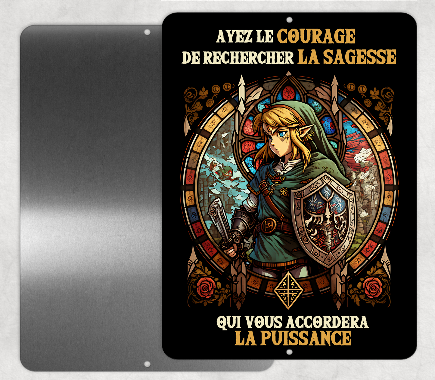 Affiche en métal "Ayez le COURAGE de rechercher la SAGESSE qui vous accordera LA PUISSANCE"