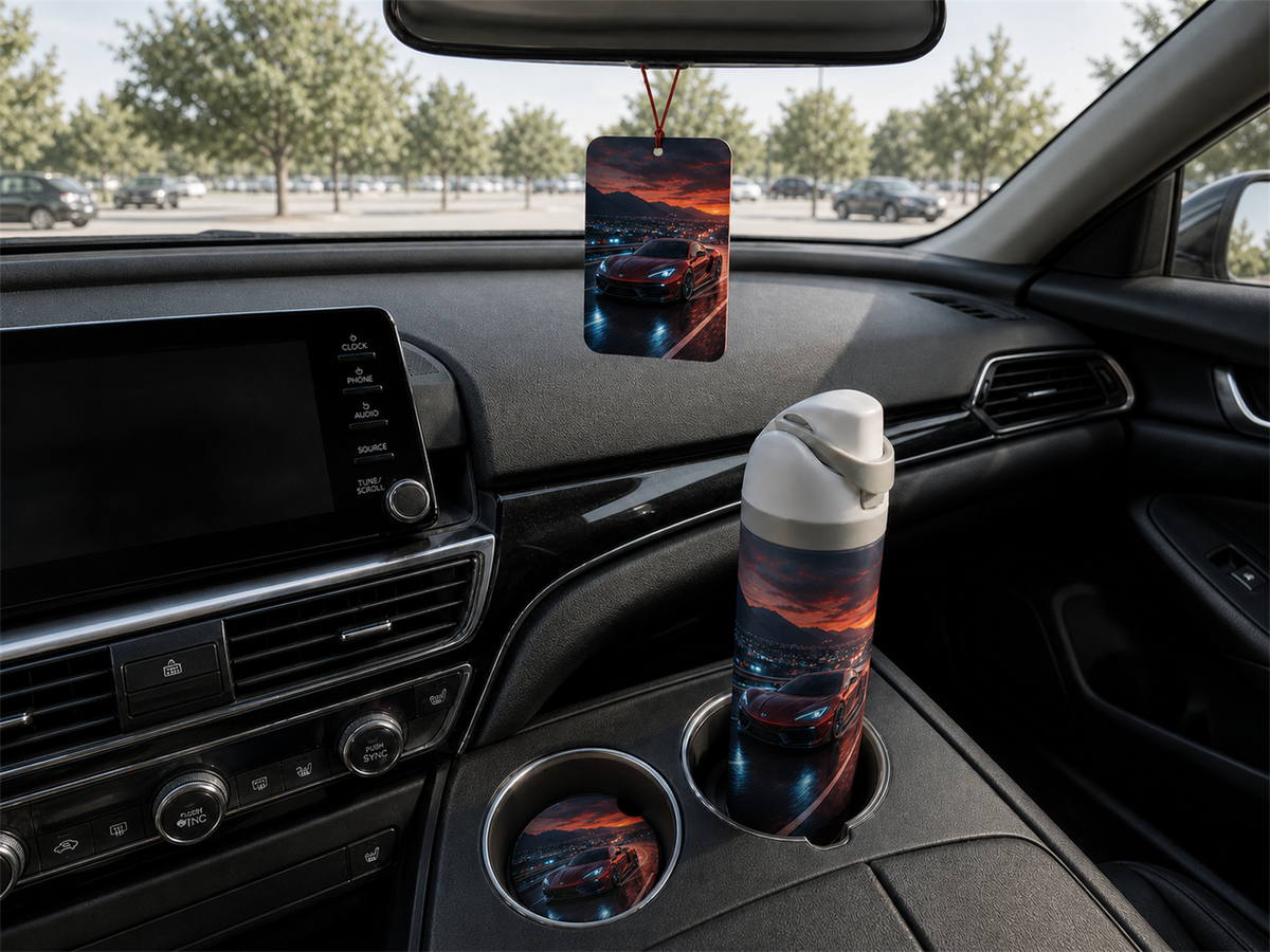Personalized Car Set – Air Freshener and Coasters