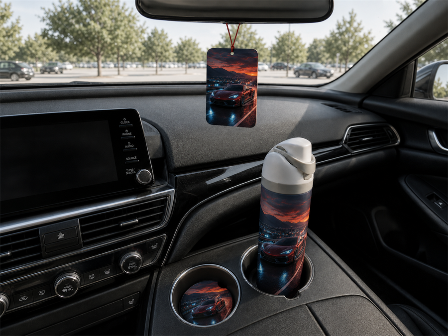 Ensemble auto personnalisé – Désodorisant et sous-verres