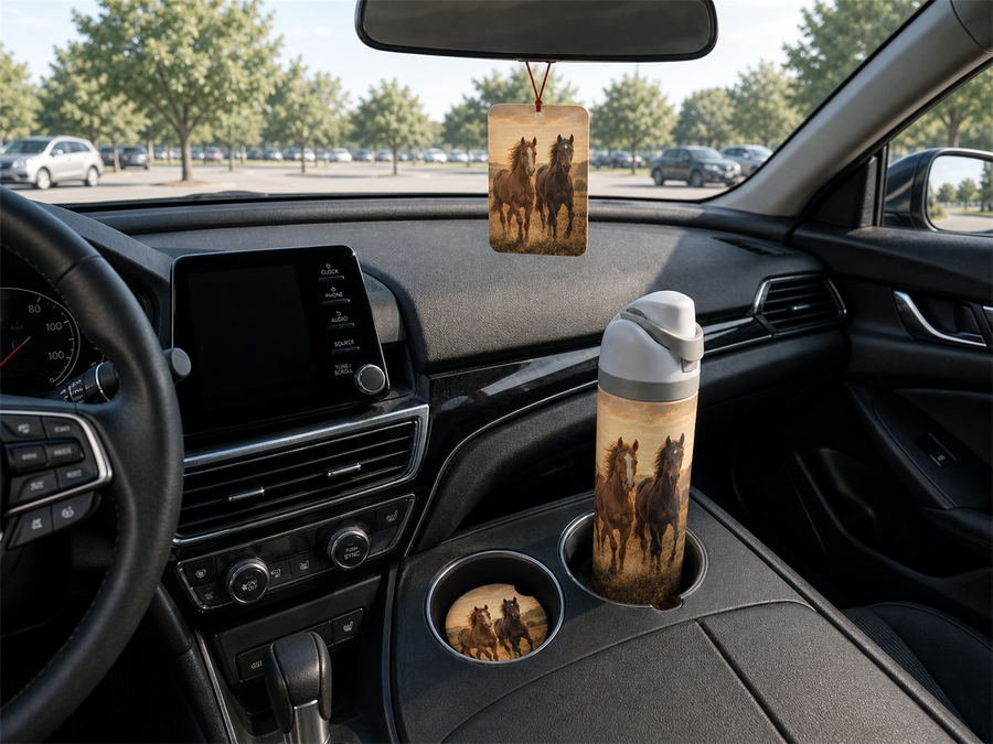 Ensemble auto personnalisé – Désodorisant et sous-verres