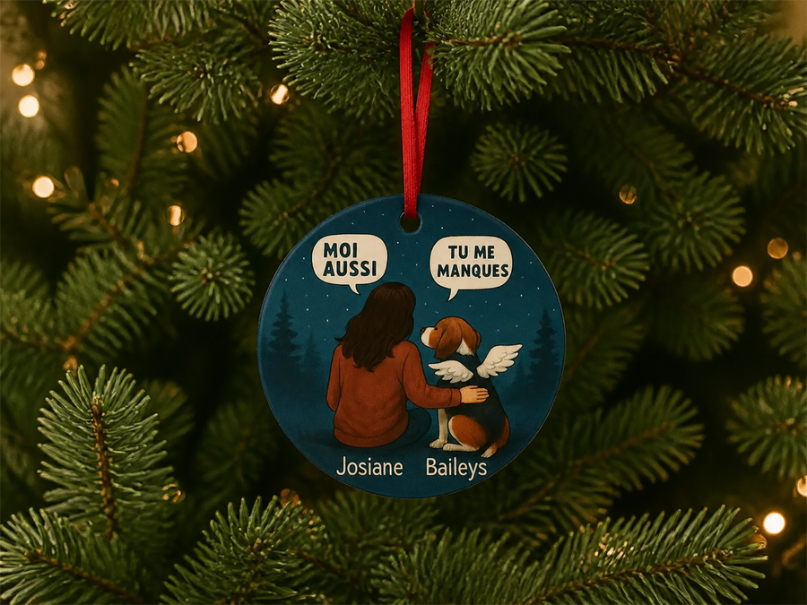 Ornement de Noël « Moi aussi / Tu me manques » – Hommage pour animal