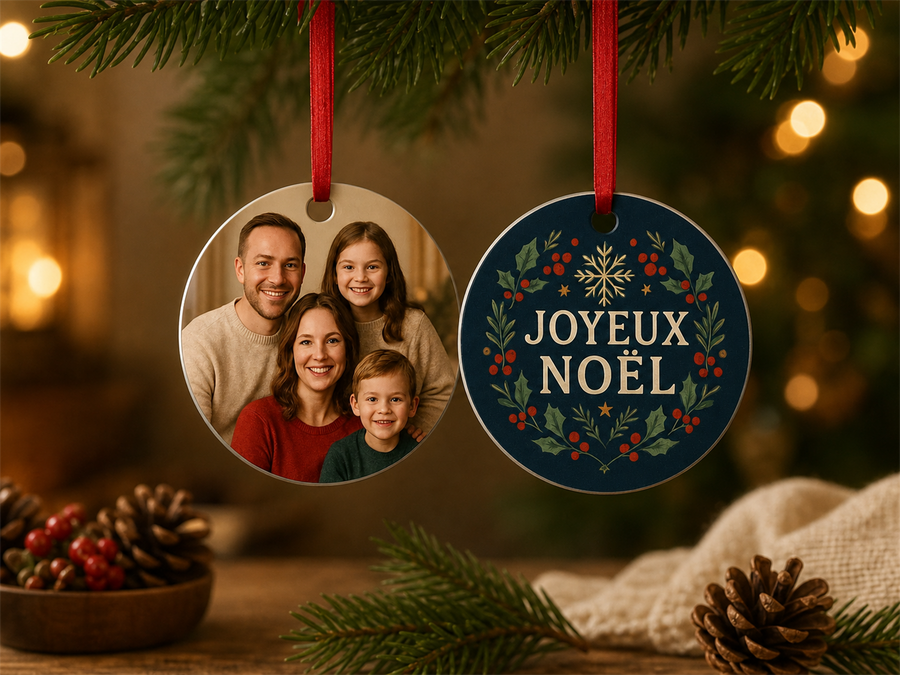 🎄 Ornement de Noël Personnalisé avec Photo – Souvenir Unique & Durable